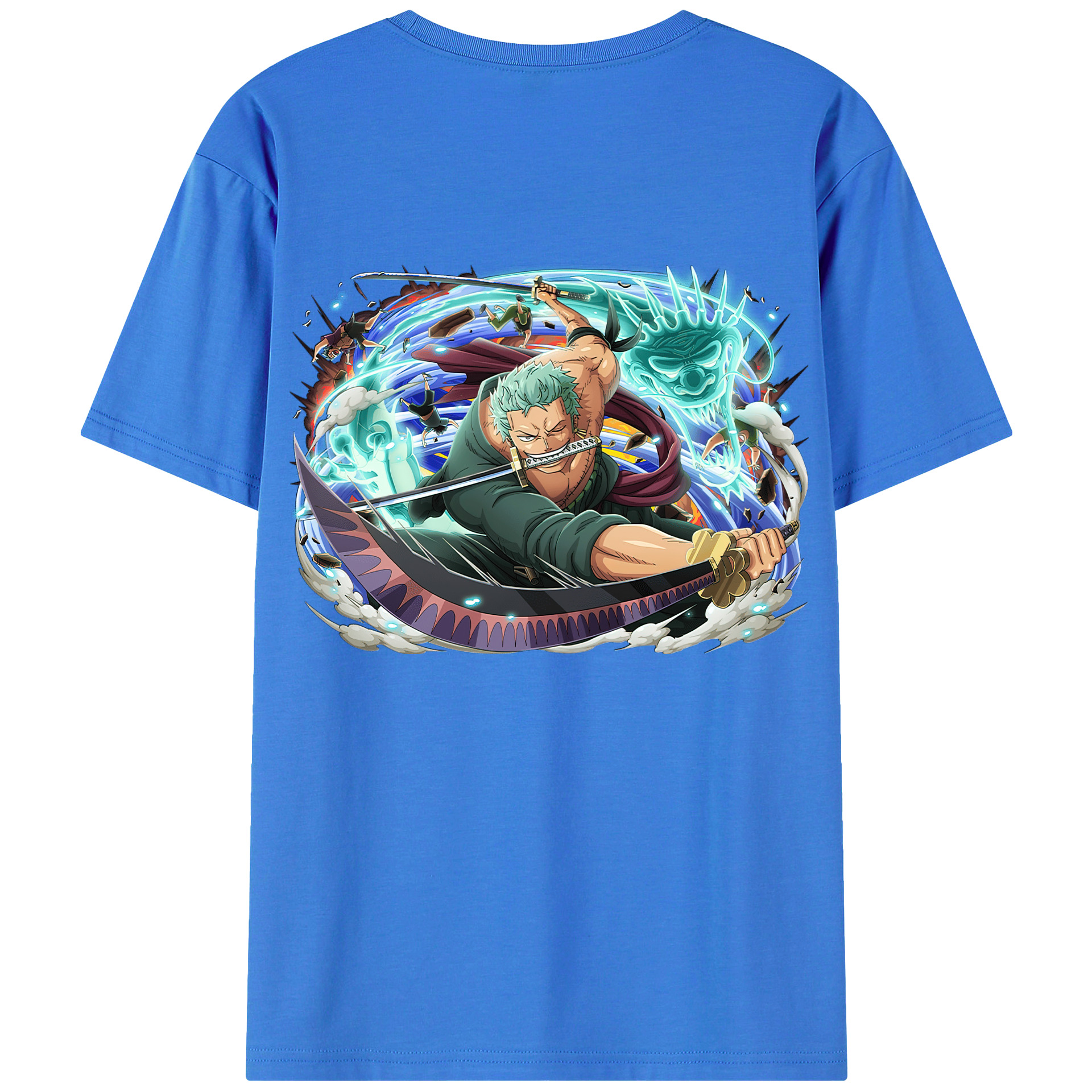 ワンピース ロロノア・ゾロ ONE PIECE Roronoa Zoro 綿100％半袖Tシャツ（背面プリント）
