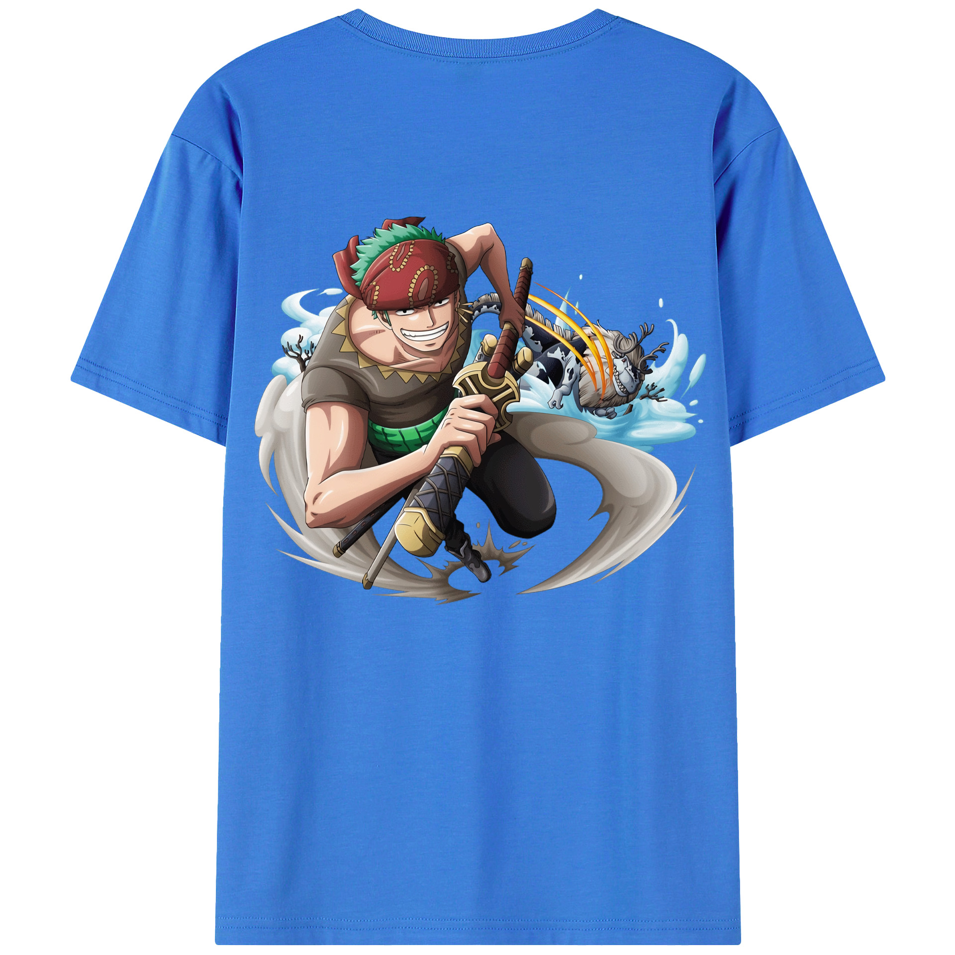 ワンピース ロロノア・ゾロ ONE PIECE Roronoa Zoro 綿100％半袖Tシャツ（背面プリント）