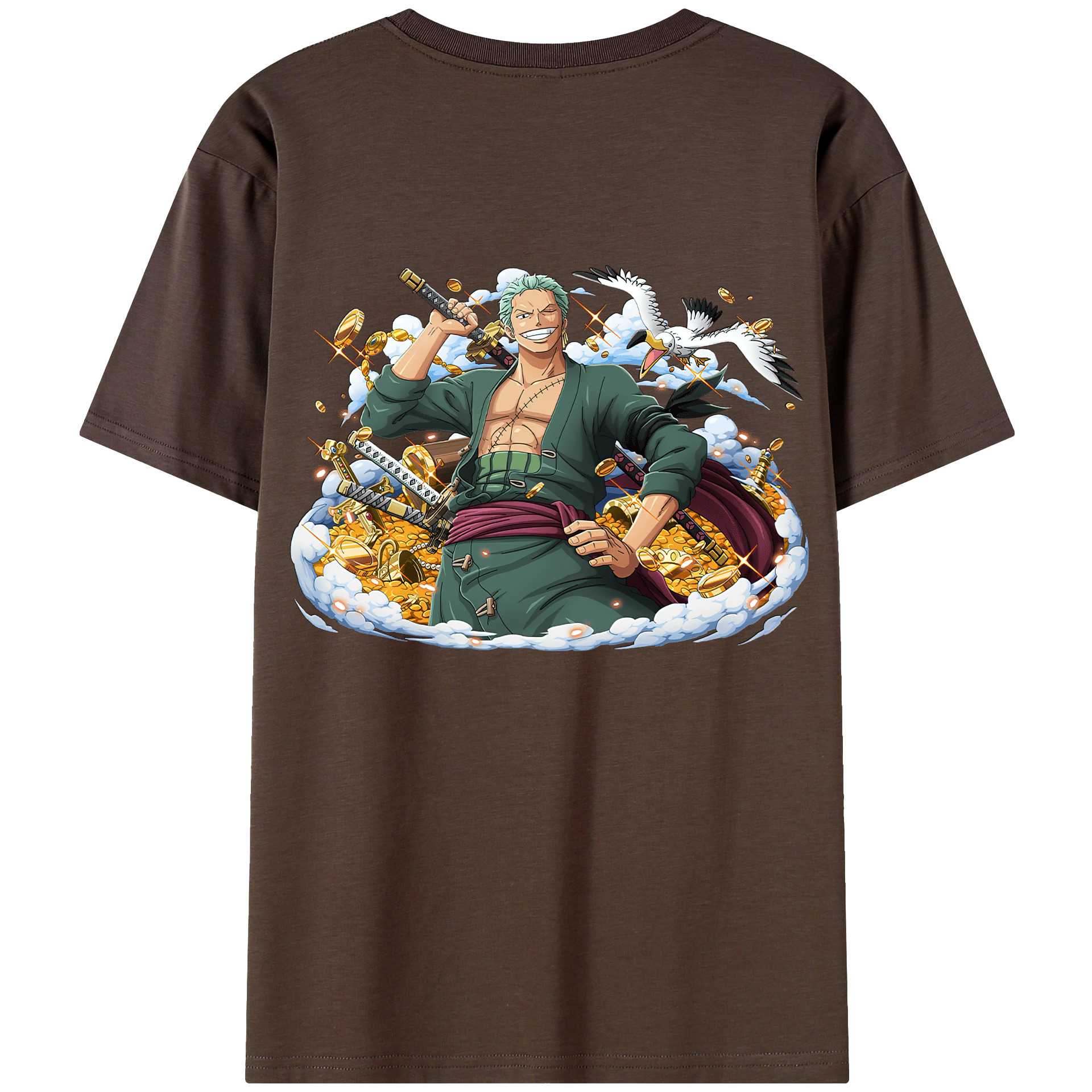 ワンピース ロロノア・ゾロ ONE PIECE Roronoa Zoro 綿100％半袖Tシャツ（背面プリント）