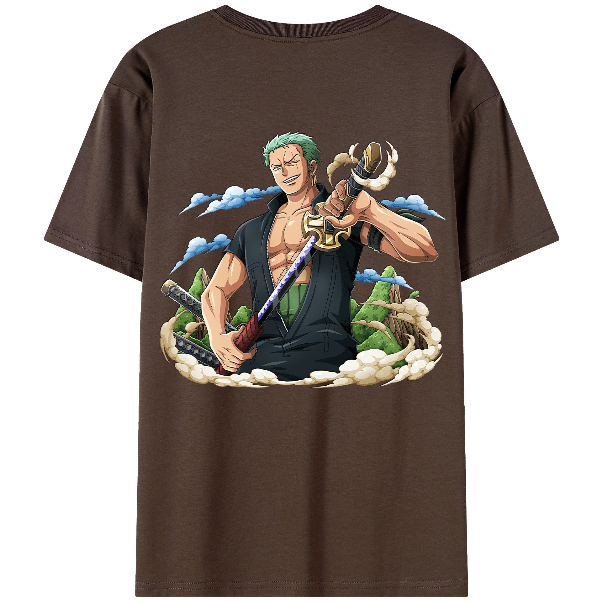ワンピース ロロノア・ゾロ ONE PIECE Roronoa Zoro 綿100％半袖Tシャツ（背面プリント）