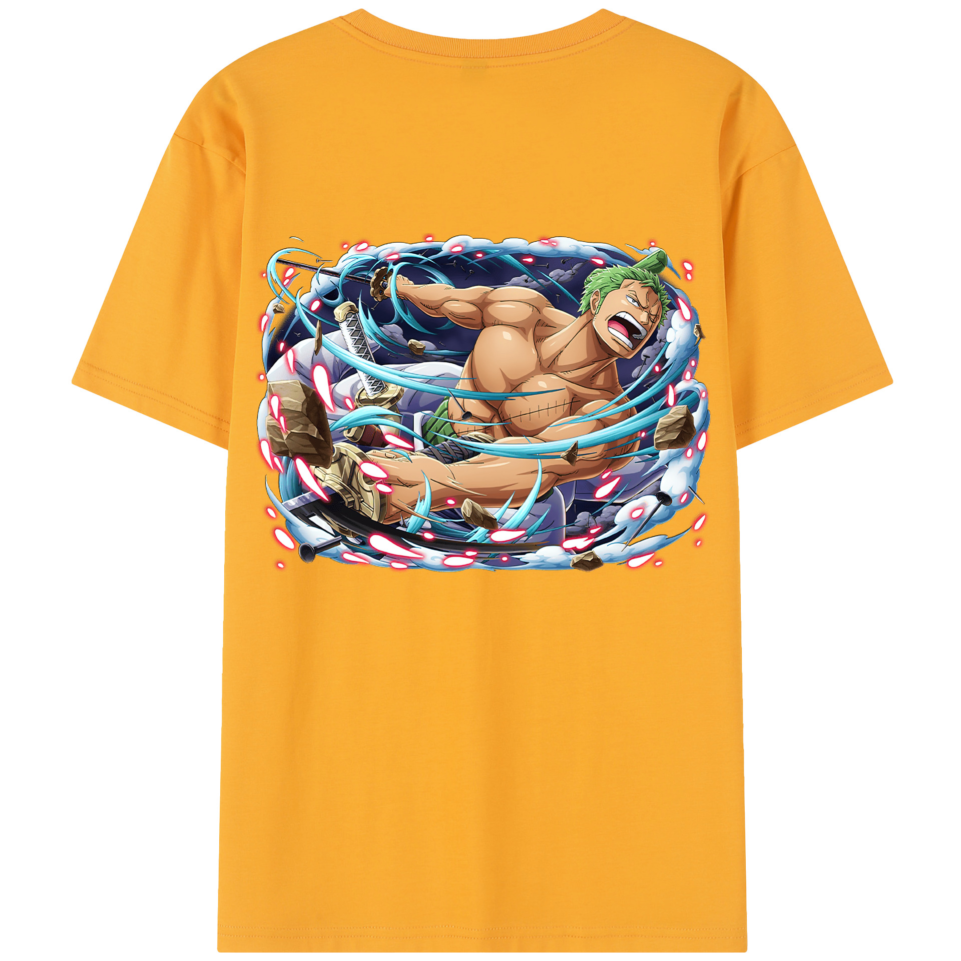 ワンピース ロロノア・ゾロ ONE PIECE Roronoa Zoro 綿100％半袖Tシャツ（背面プリント）