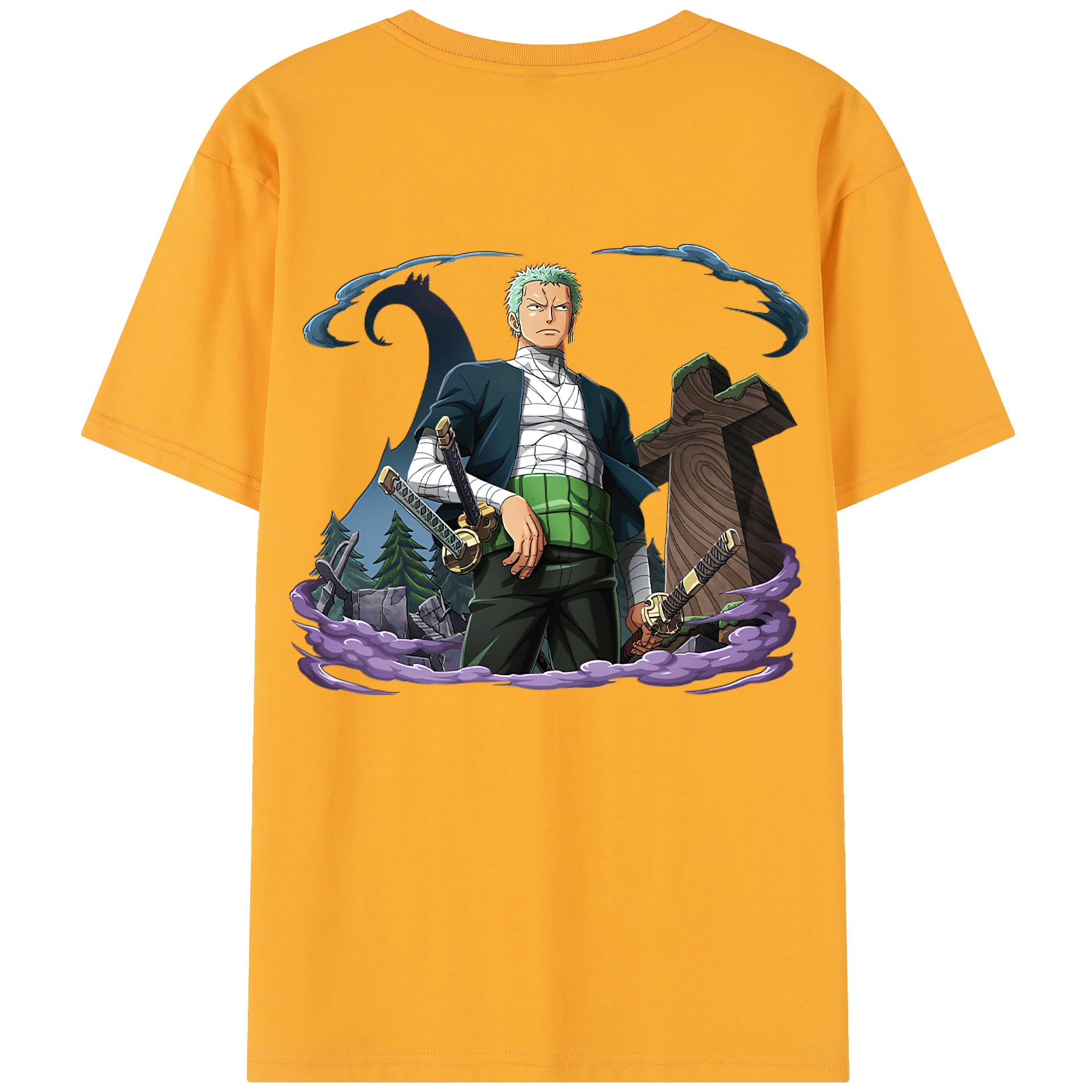 ワンピース ロロノア・ゾロ ONE PIECE Roronoa Zoro 綿100％半袖Tシャツ（背面プリント）