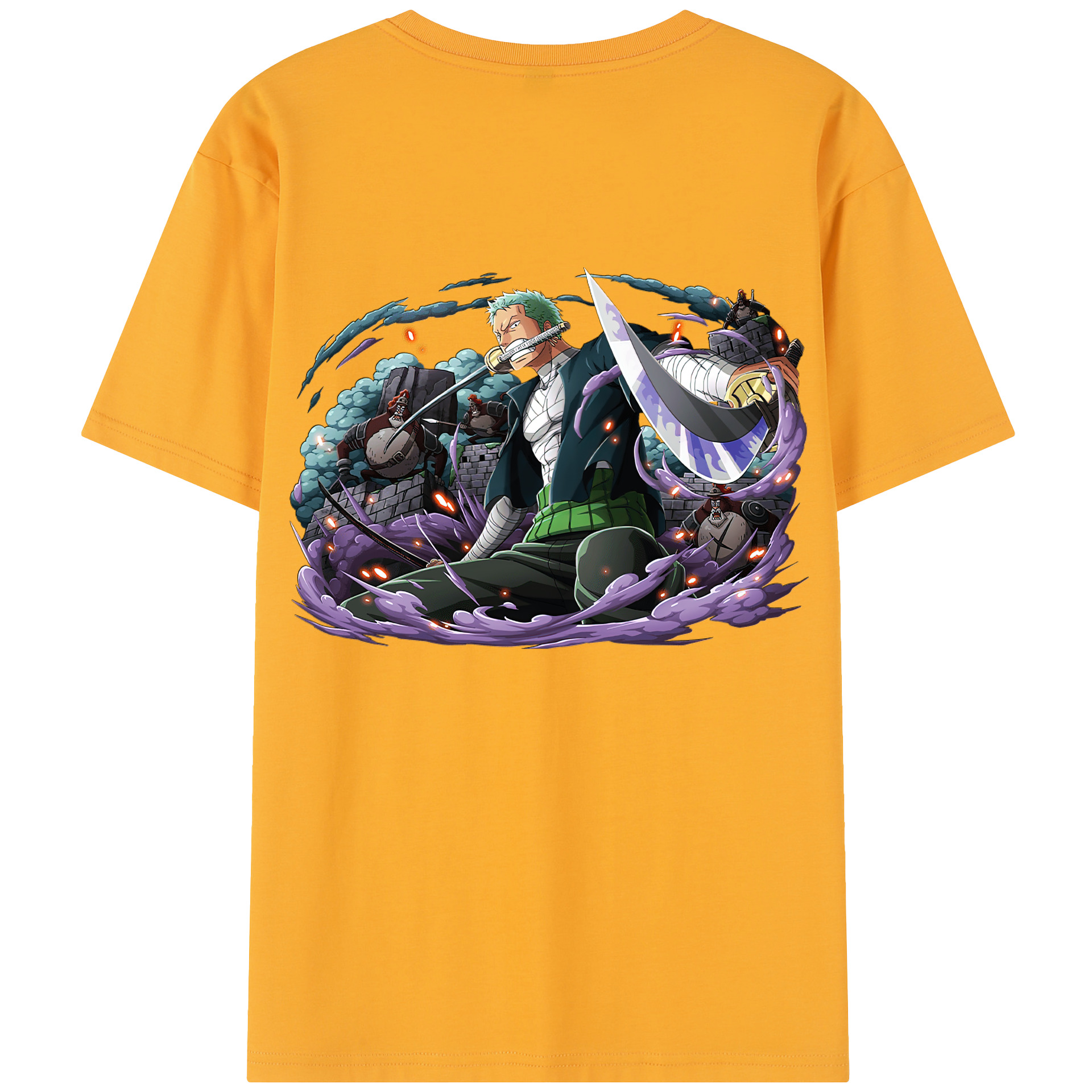 ワンピース ロロノア・ゾロ ONE PIECE Roronoa Zoro 綿100％半袖Tシャツ（背面プリント）