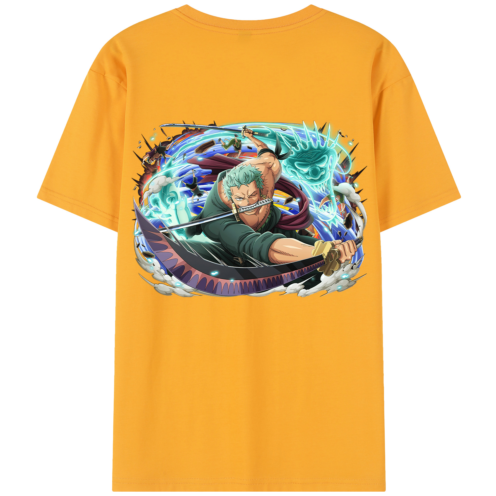 ワンピース ロロノア・ゾロ ONE PIECE Roronoa Zoro 綿100％半袖Tシャツ（背面プリント）