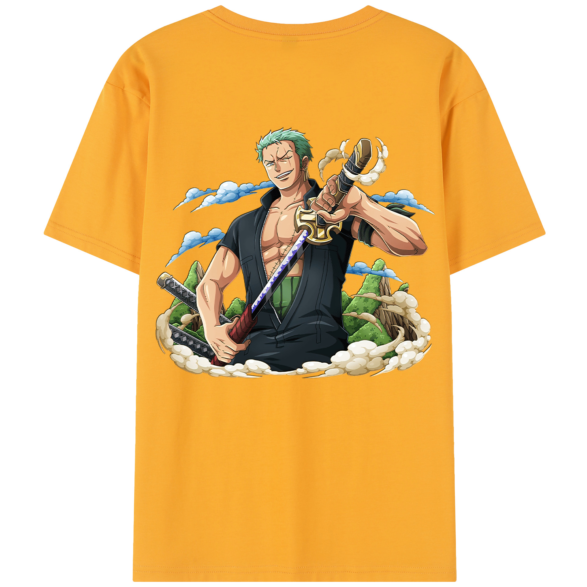 ワンピース ロロノア・ゾロ ONE PIECE Roronoa Zoro 綿100％半袖Tシャツ（背面プリント）