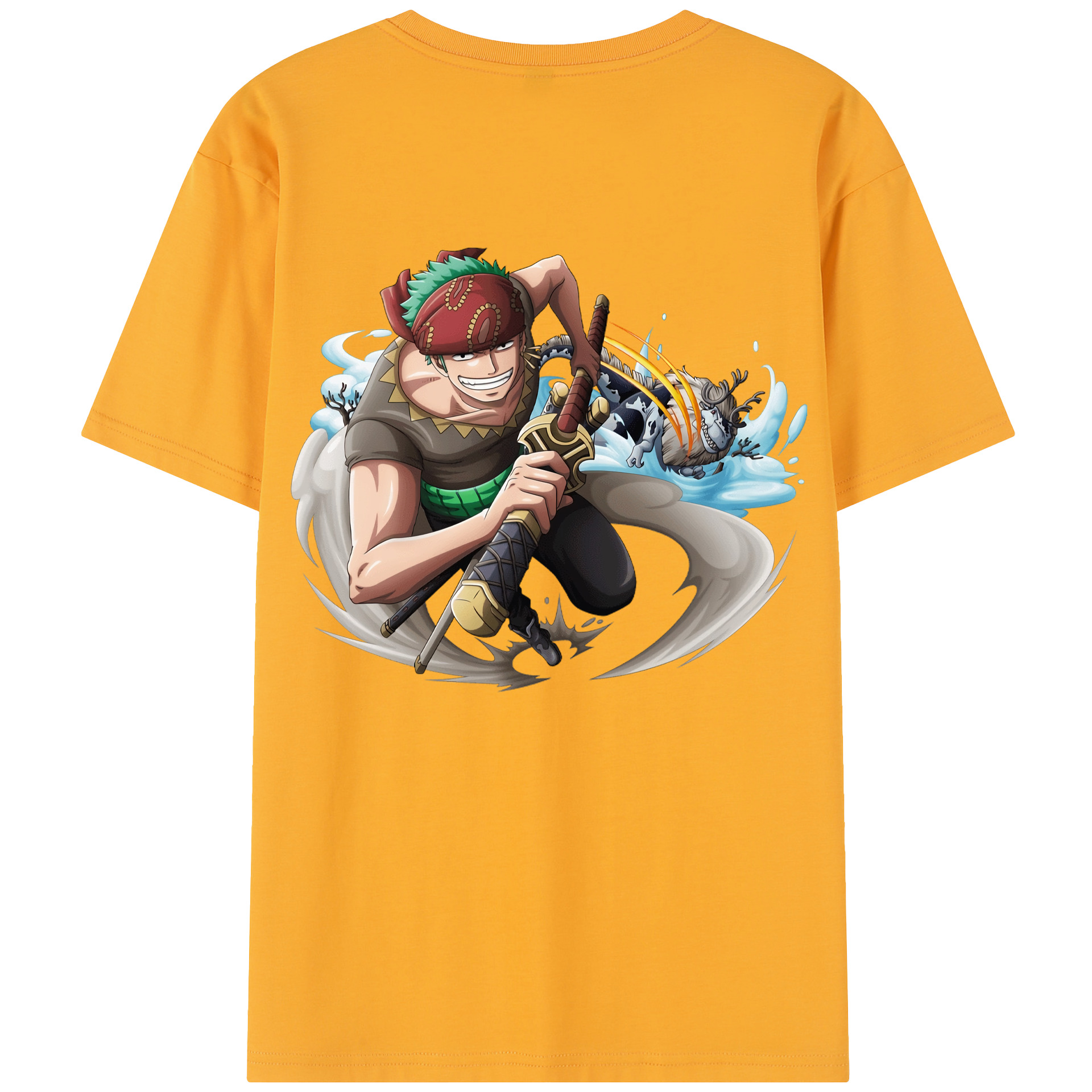 ワンピース ロロノア・ゾロ ONE PIECE Roronoa Zoro 綿100％半袖Tシャツ（背面プリント）