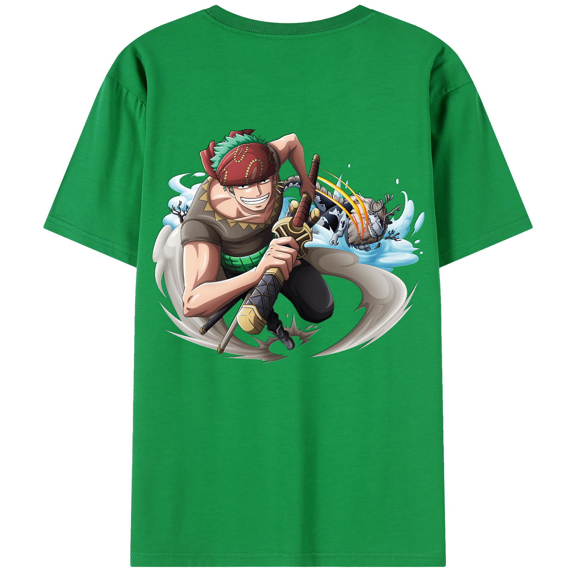 ワンピース ロロノア・ゾロ ONE PIECE Roronoa Zoro 綿100％半袖Tシャツ（背面プリント）