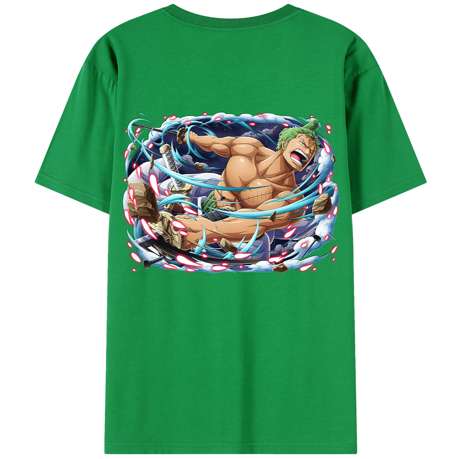 ワンピース ロロノア・ゾロ ONE PIECE Roronoa Zoro 綿100％半袖Tシャツ（背面プリント）