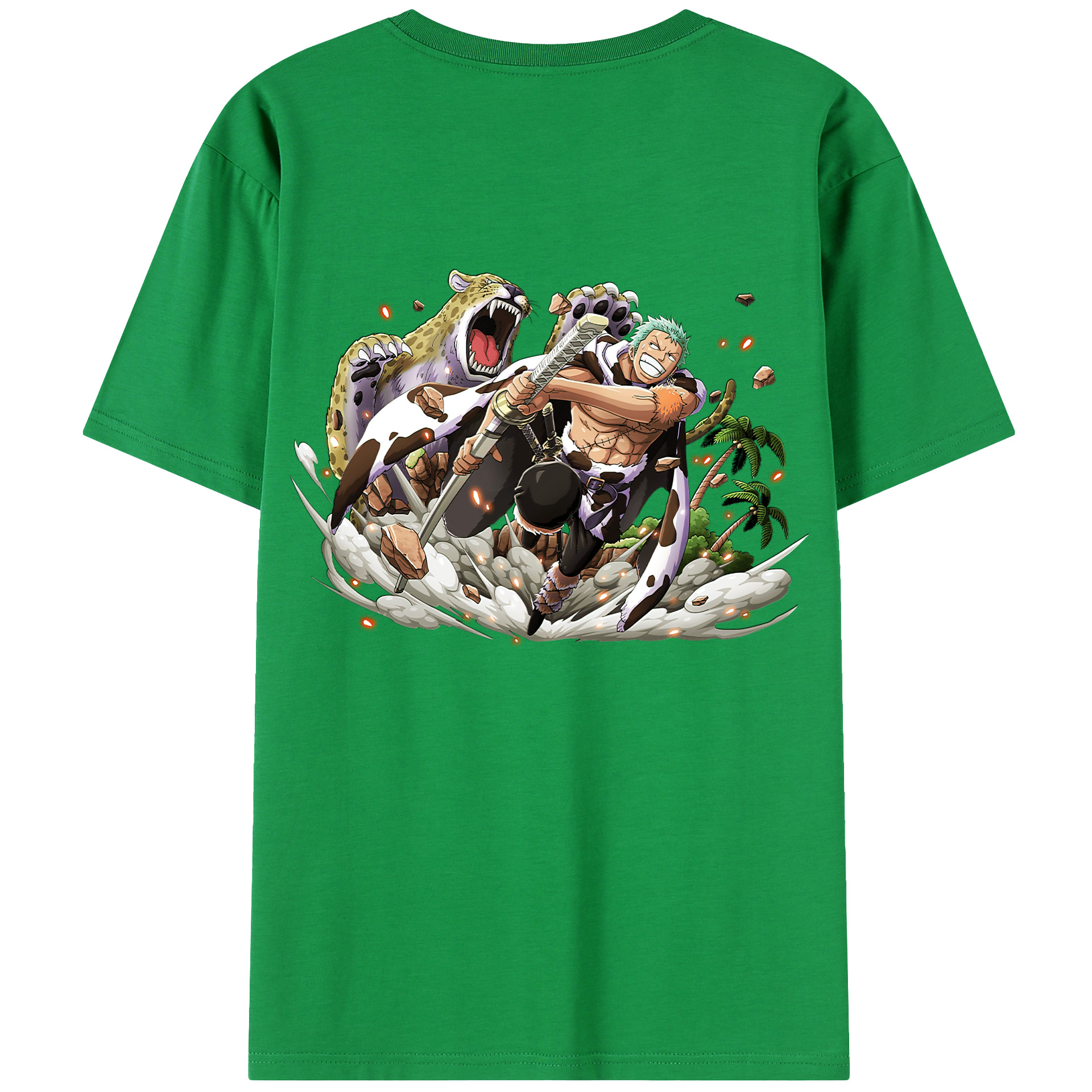 ワンピース ロロノア・ゾロ ONE PIECE Roronoa Zoro 綿100％半袖Tシャツ（背面プリント）