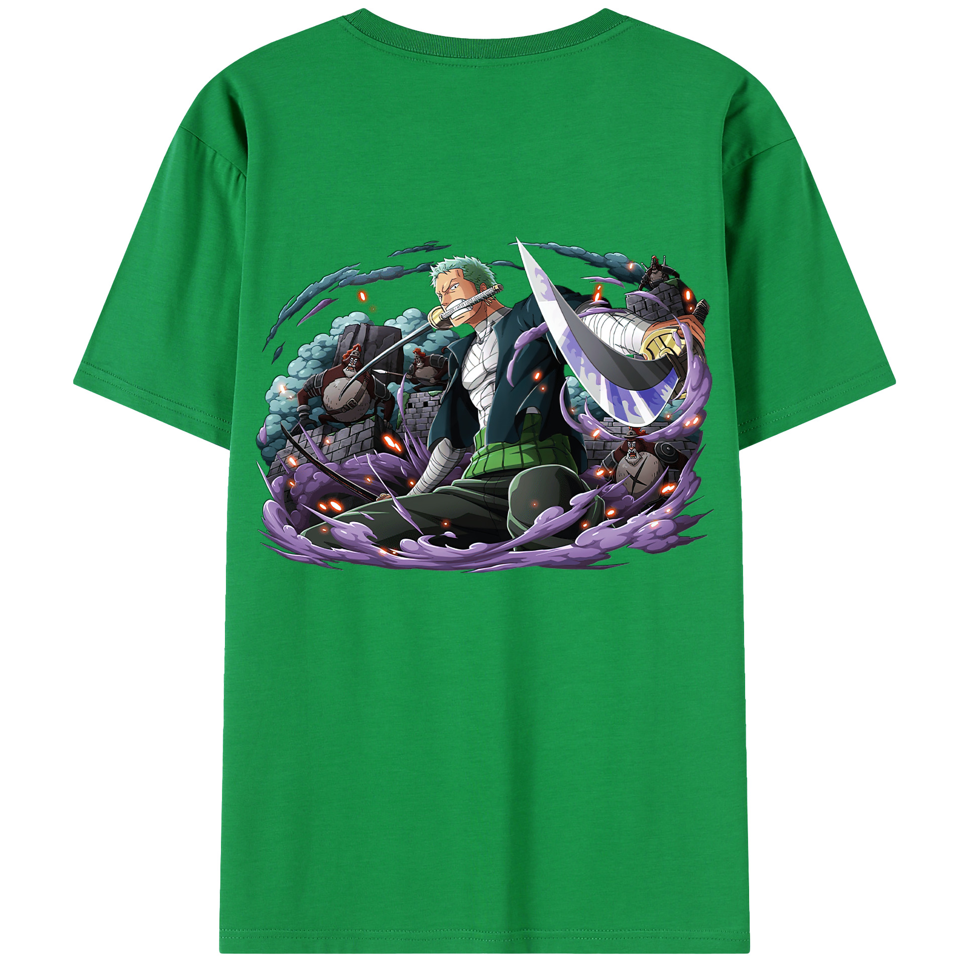 ワンピース ロロノア・ゾロ ONE PIECE Roronoa Zoro 綿100％半袖Tシャツ（背面プリント）