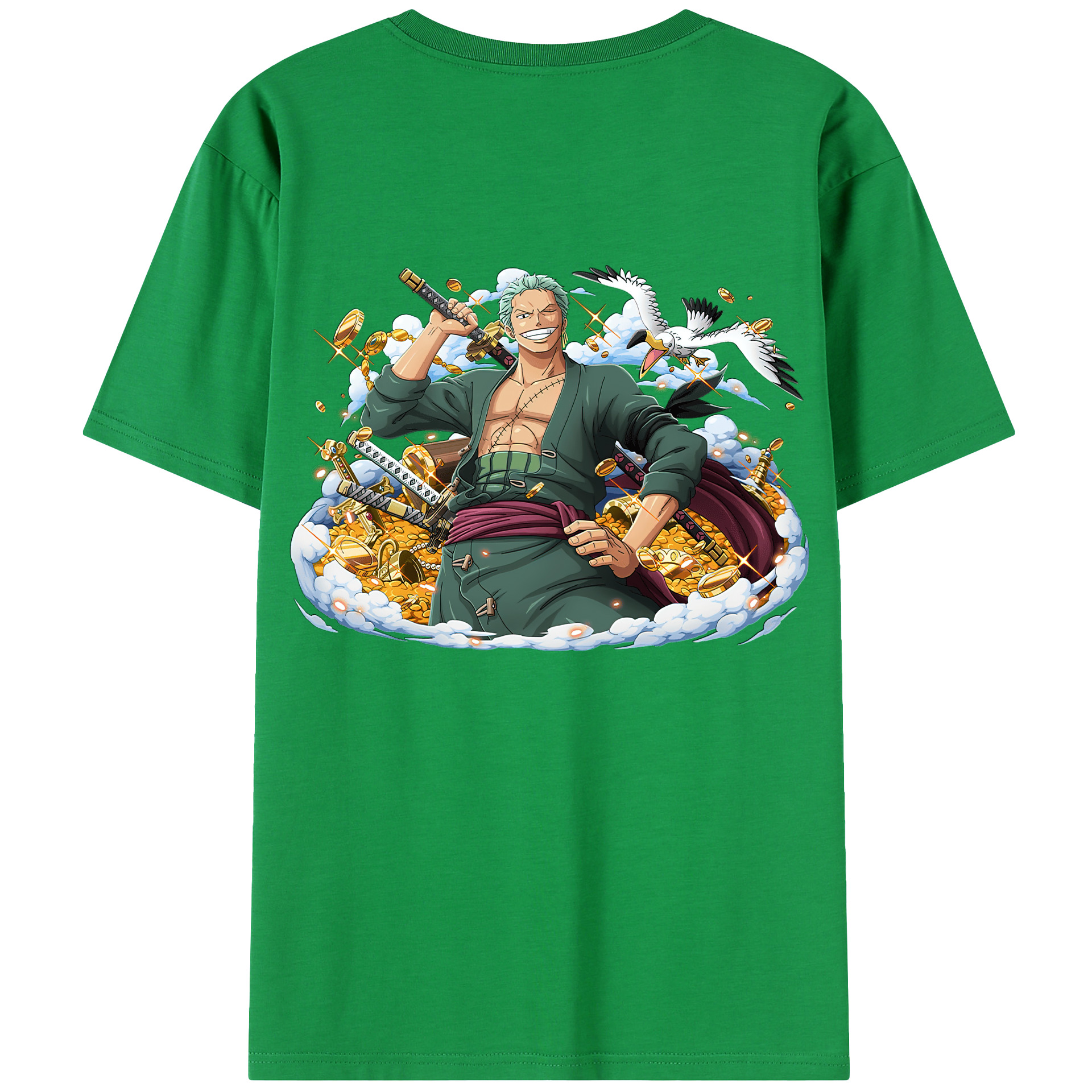 ワンピース ロロノア・ゾロ ONE PIECE Roronoa Zoro 綿100％半袖Tシャツ（背面プリント）
