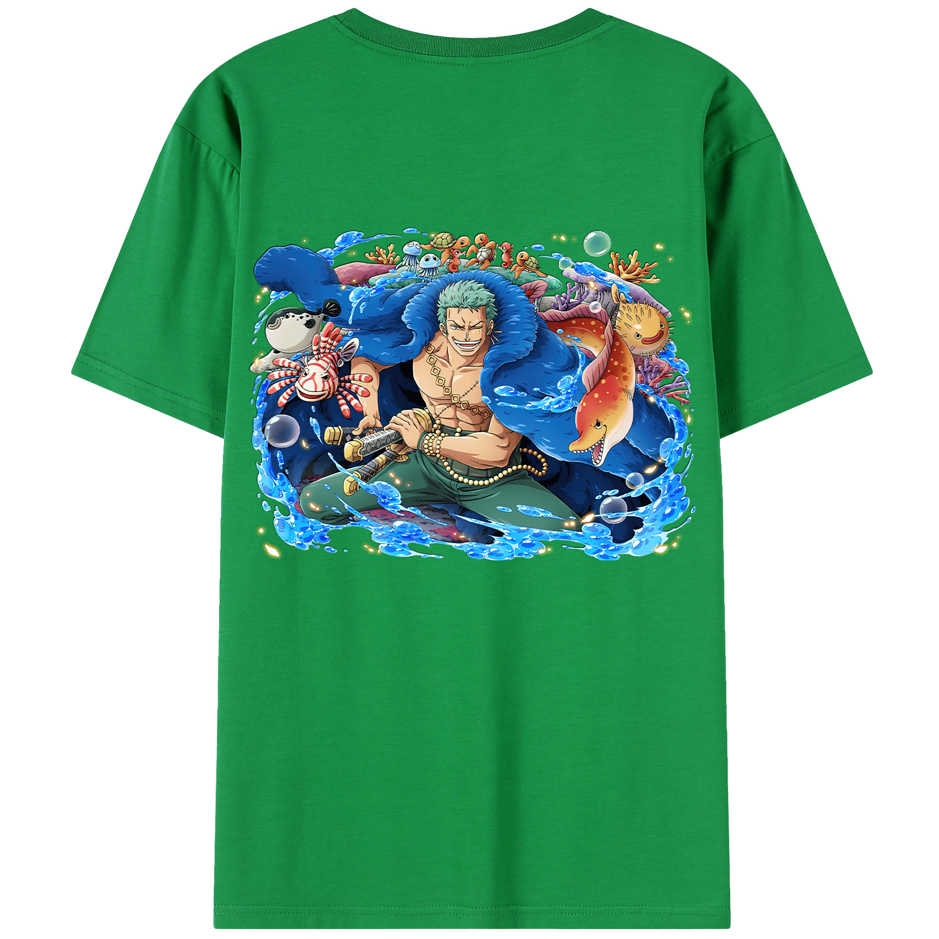 ワンピース ロロノア・ゾロ ONE PIECE Roronoa Zoro 綿100％半袖Tシャツ（背面プリント）
