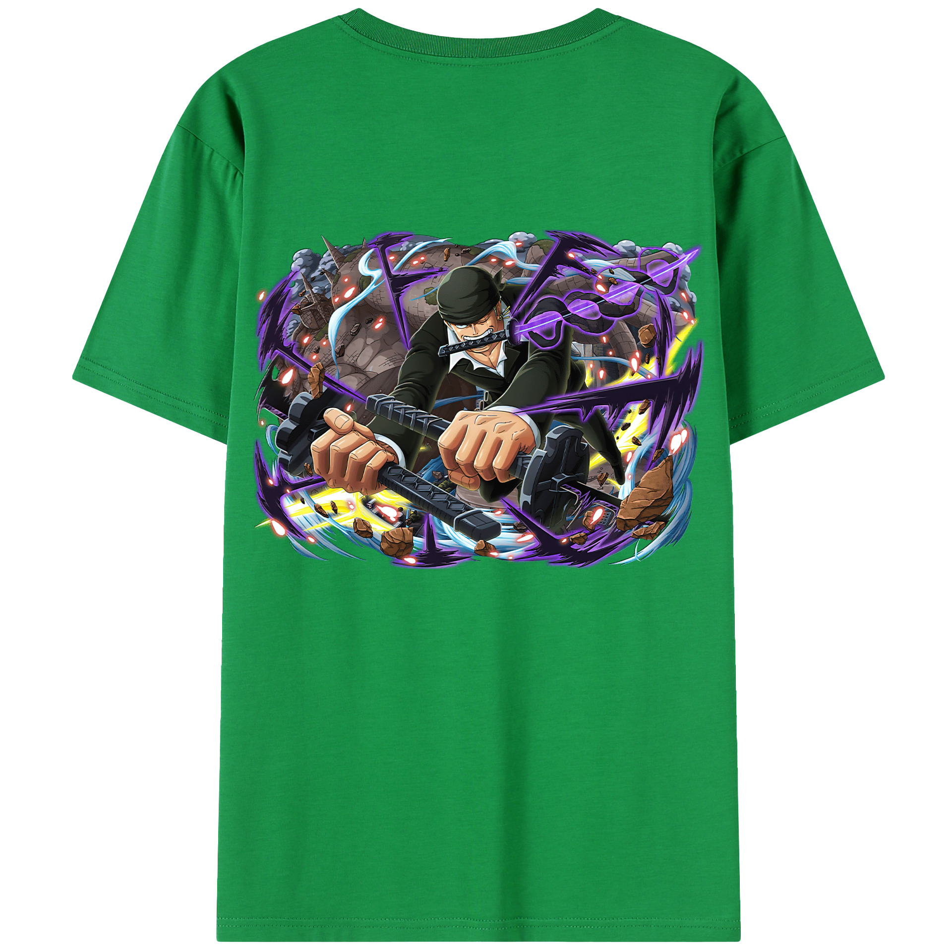 ワンピース ロロノア・ゾロ ONE PIECE Roronoa Zoro 綿100％半袖Tシャツ（背面プリント）