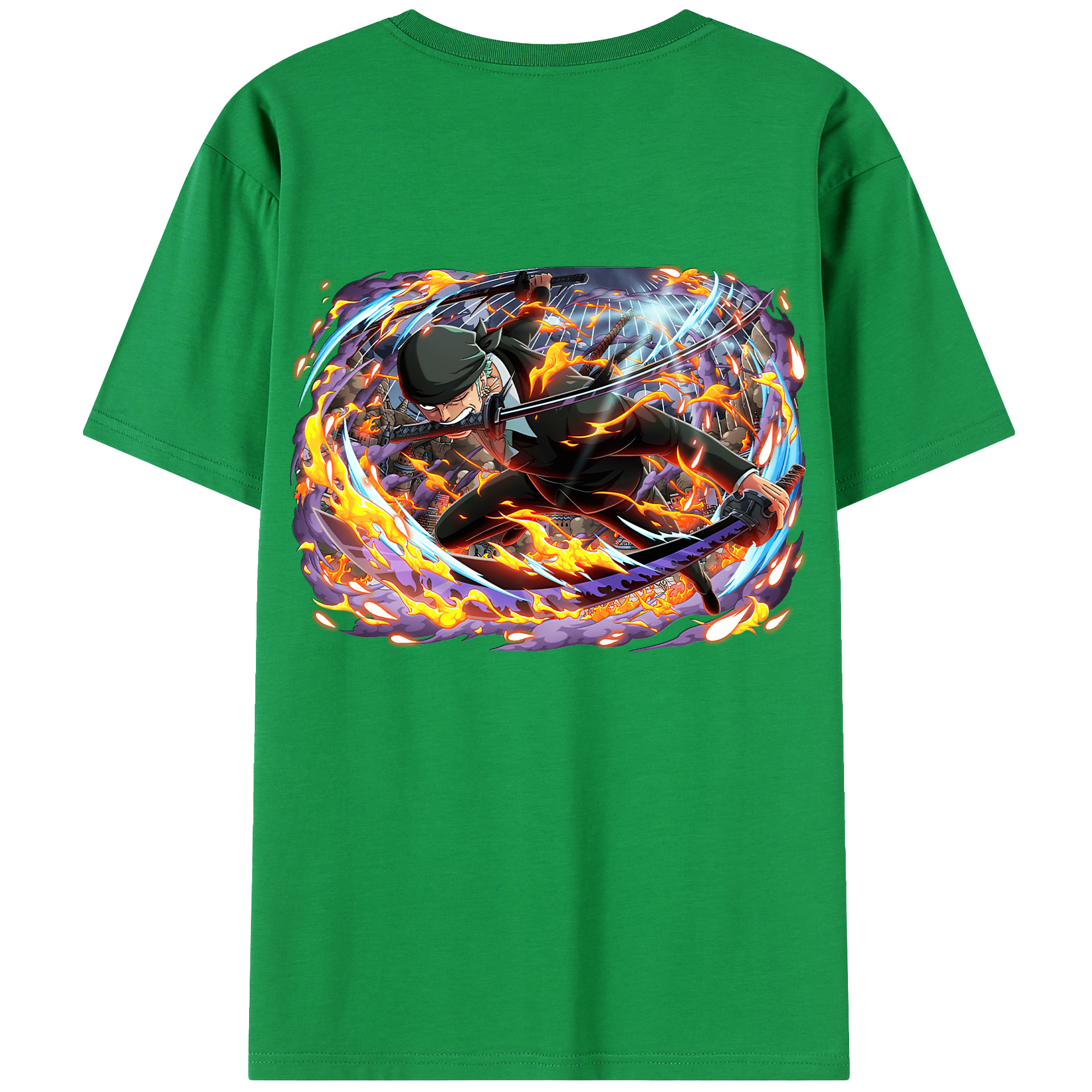 ワンピース ロロノア・ゾロ ONE PIECE Roronoa Zoro 綿100％半袖Tシャツ（背面プリント）