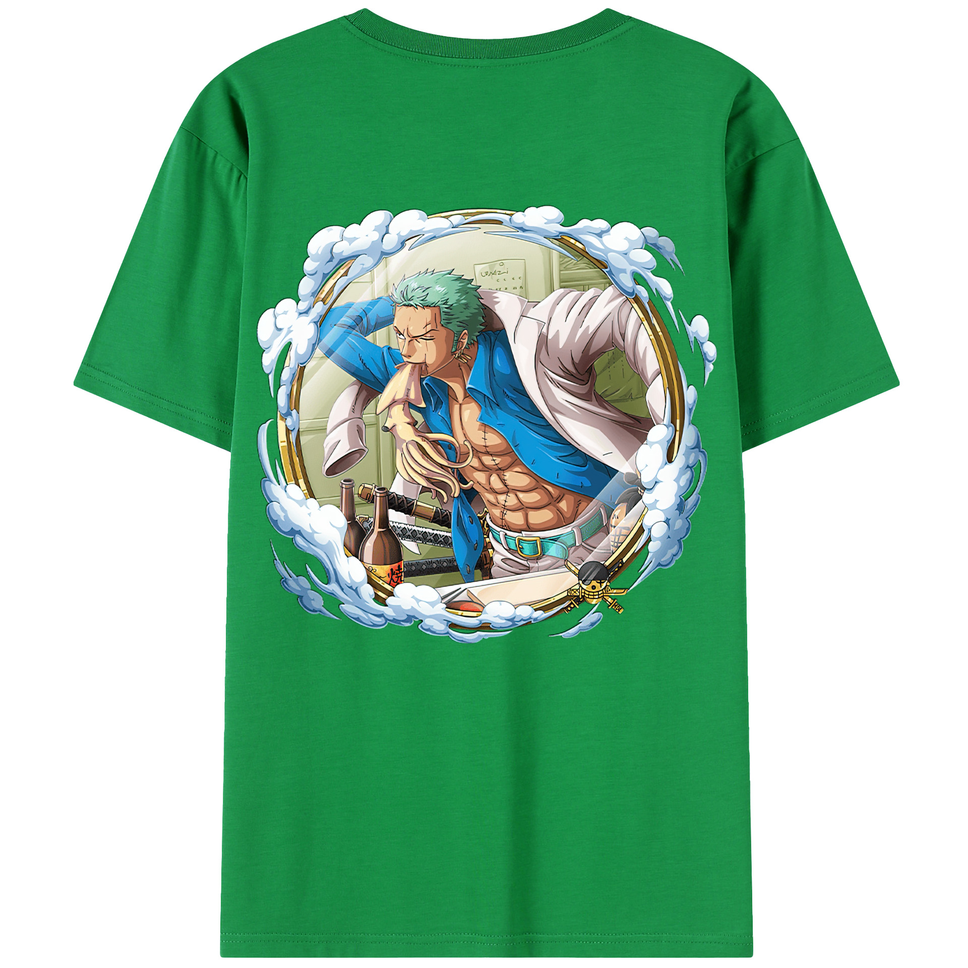 ワンピース ロロノア・ゾロ ONE PIECE Roronoa Zoro 綿100％半袖Tシャツ（背面プリント）