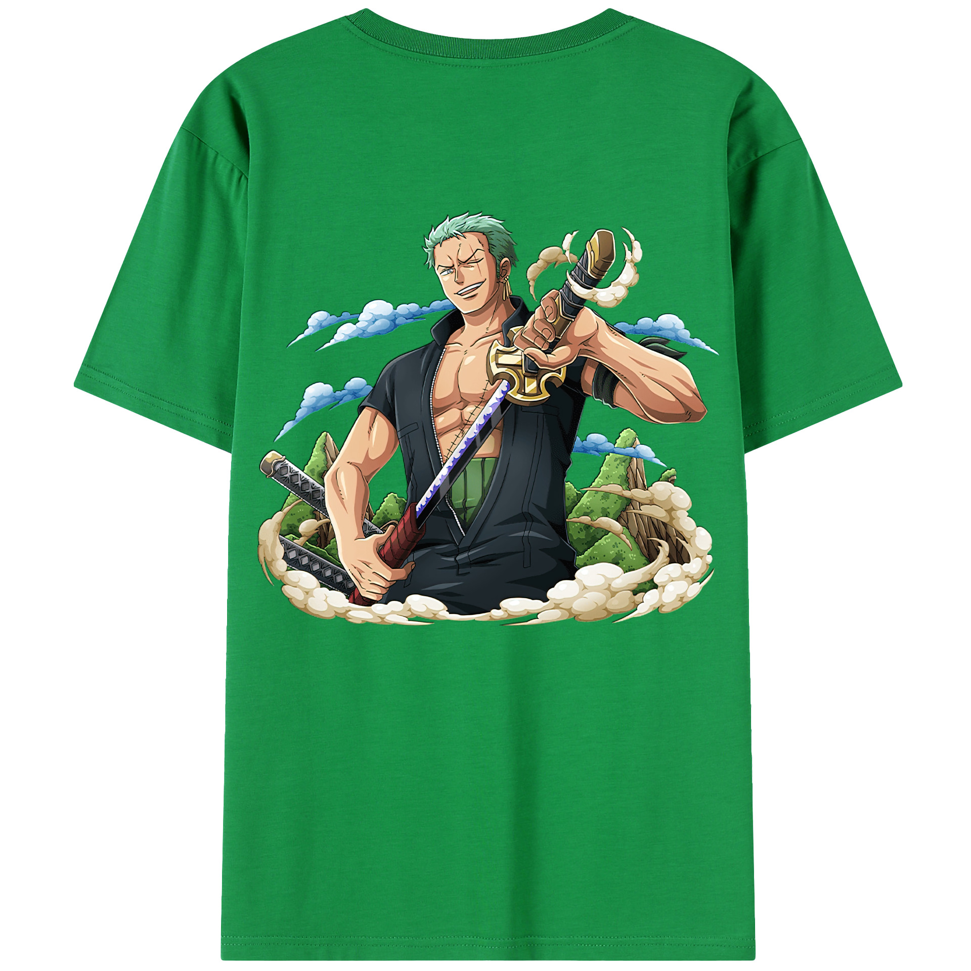 ワンピース ロロノア・ゾロ ONE PIECE Roronoa Zoro 綿100％半袖Tシャツ（背面プリント）