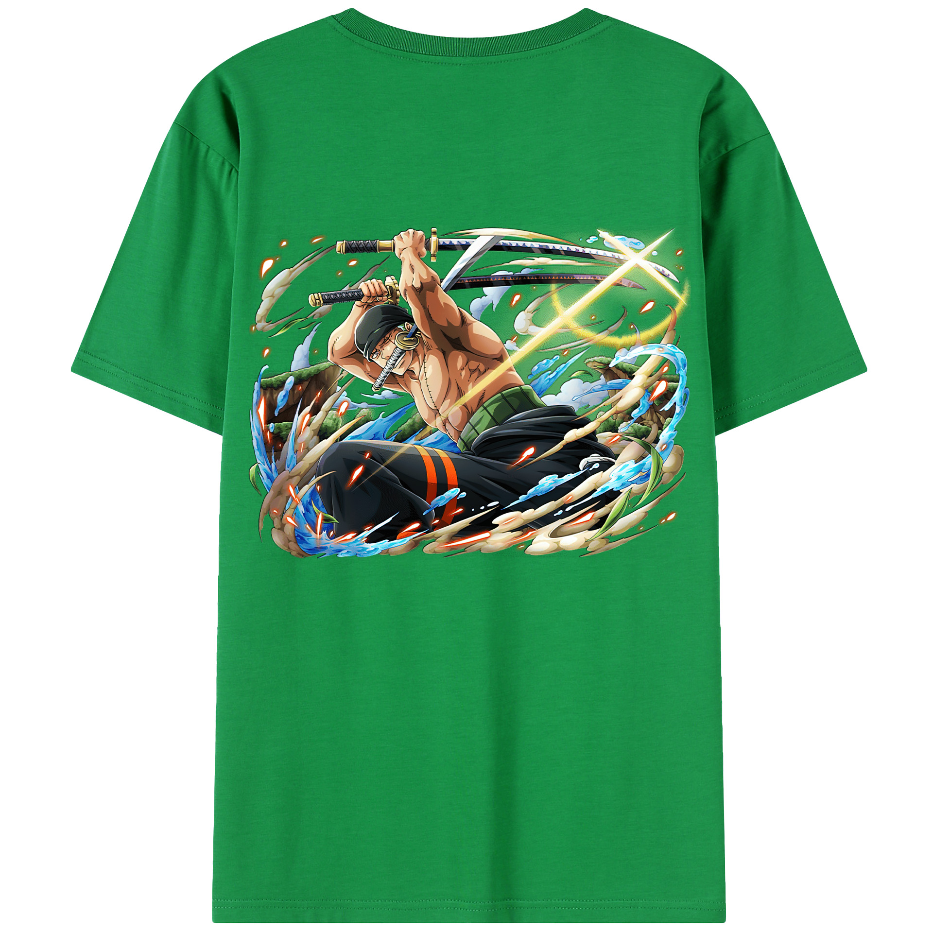 ワンピース ロロノア・ゾロ ONE PIECE Roronoa Zoro 綿100％半袖Tシャツ（背面プリント）