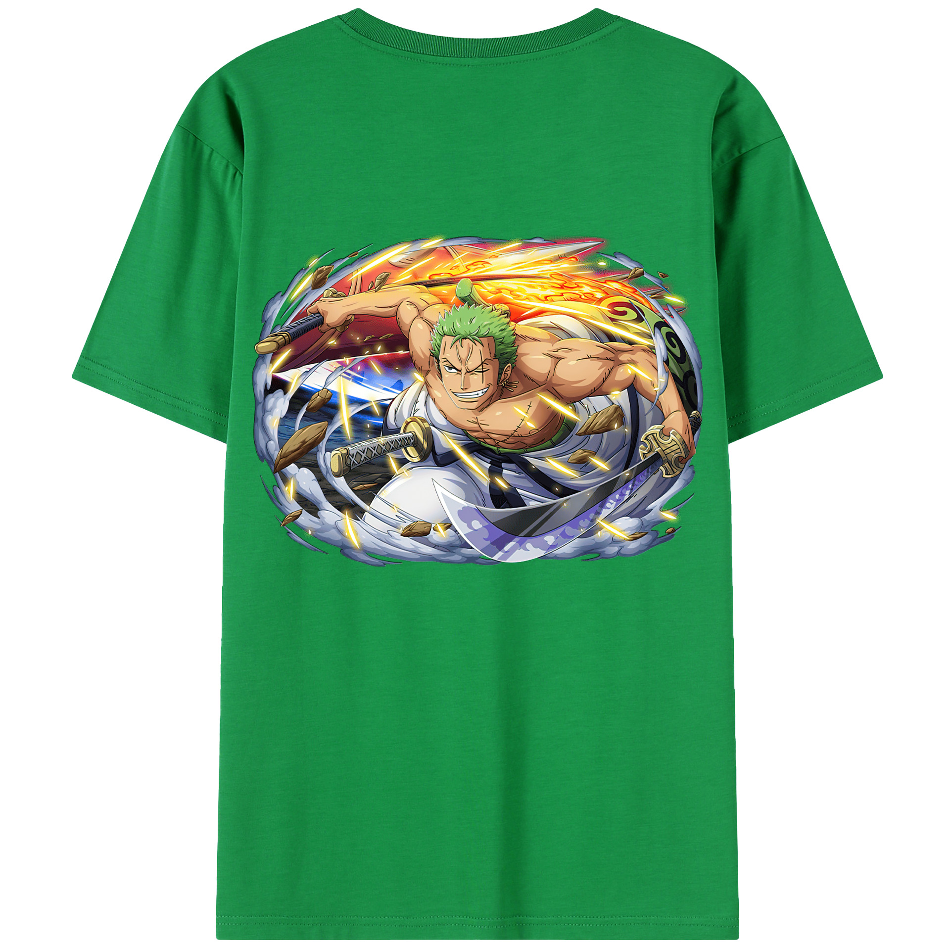 ワンピース ロロノア・ゾロ ONE PIECE Roronoa Zoro 綿100％半袖Tシャツ（背面プリント）