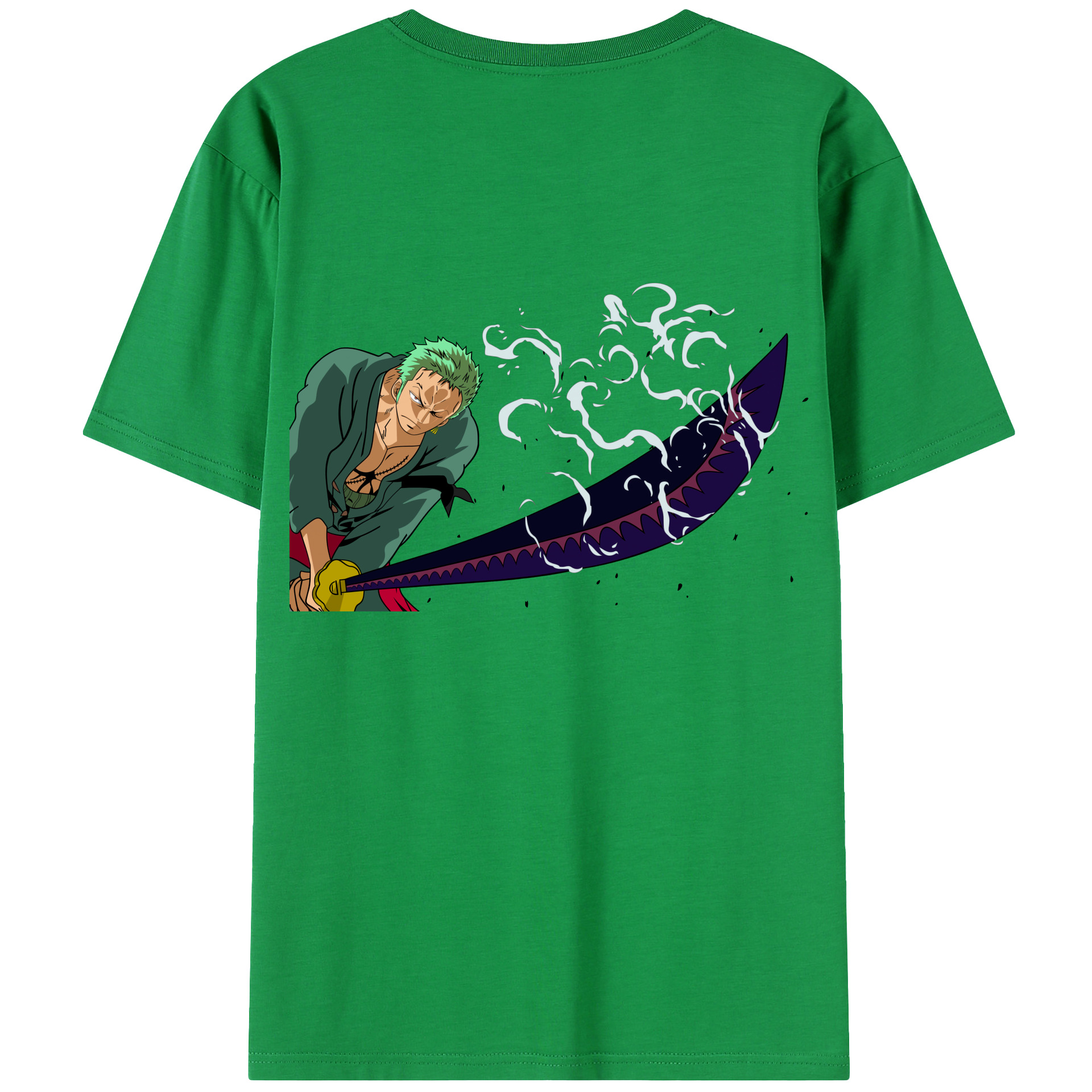 ワンピース ロロノア・ゾロ ONE PIECE Roronoa Zoro 綿100％半袖Tシャツ（背面プリント）