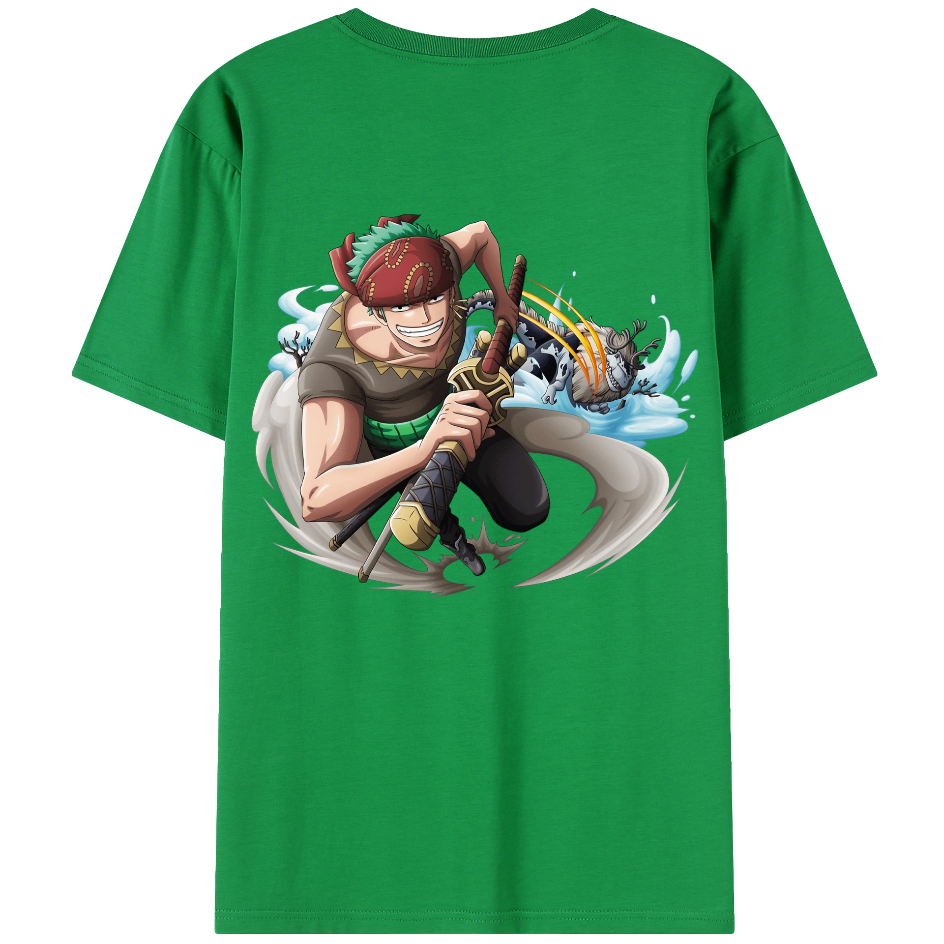 ワンピース ロロノア・ゾロ ONE PIECE Roronoa Zoro 綿100％半袖Tシャツ（背面プリント）