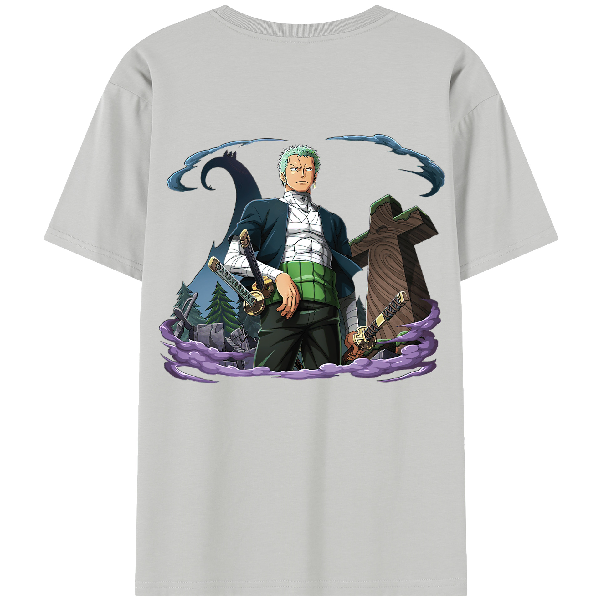 ワンピース ロロノア・ゾロ ONE PIECE Roronoa Zoro 綿100％半袖Tシャツ（背面プリント）