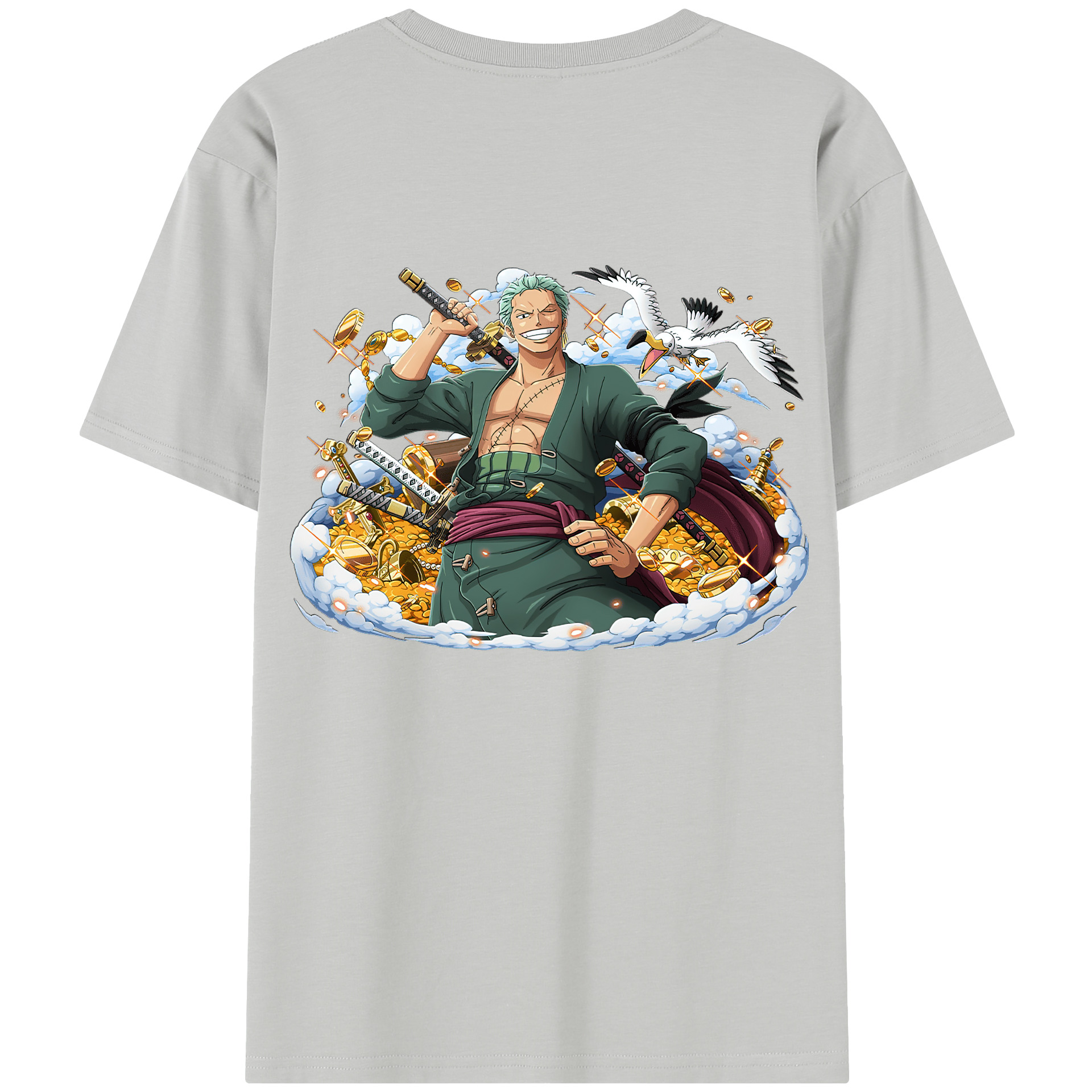 ワンピース ロロノア・ゾロ ONE PIECE Roronoa Zoro 綿100％半袖Tシャツ（背面プリント）