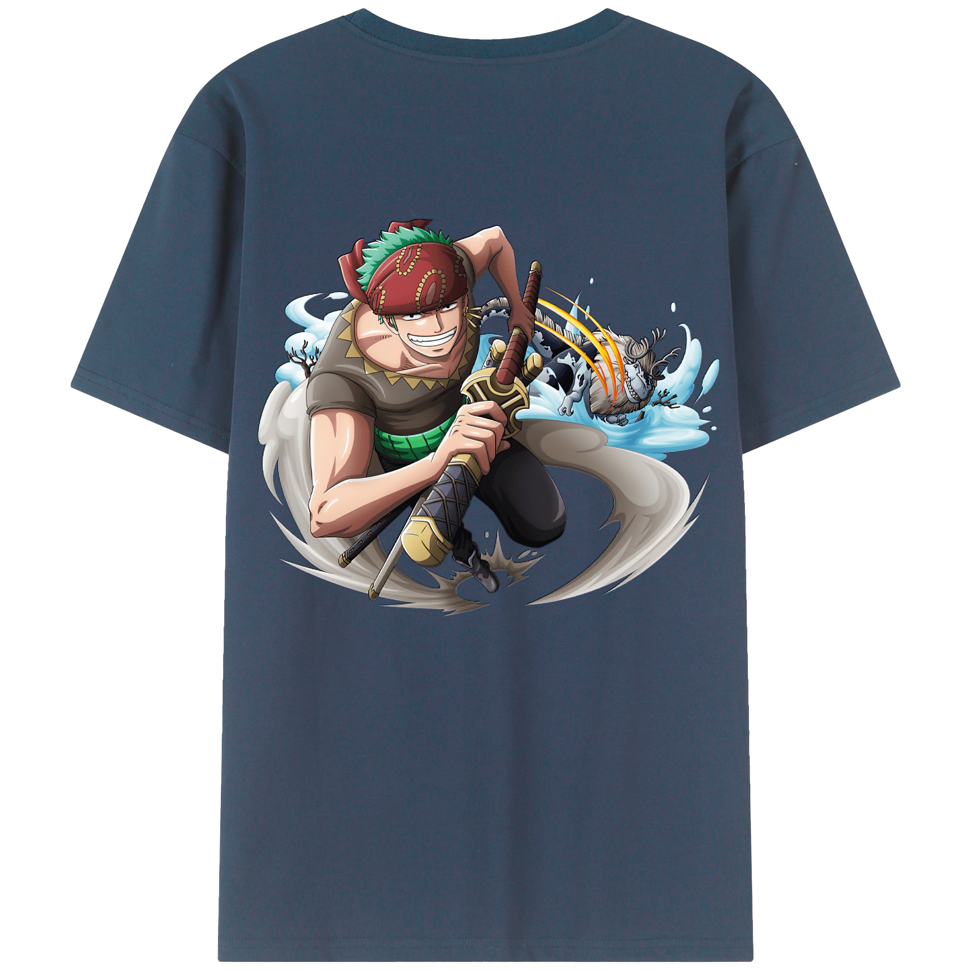 ワンピース ロロノア・ゾロ ONE PIECE Roronoa Zoro 綿100％半袖Tシャツ（背面プリント）