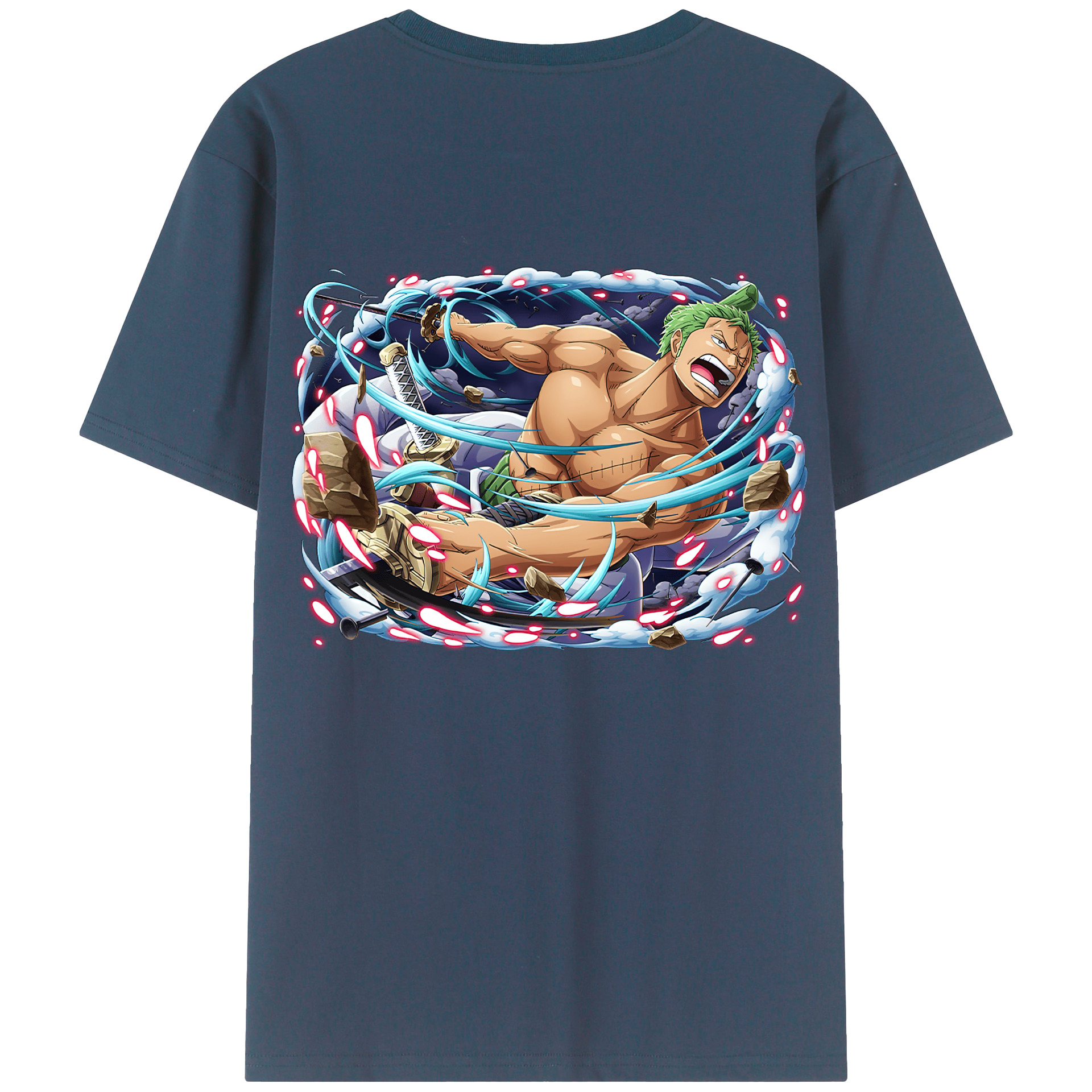 ワンピース ロロノア・ゾロ ONE PIECE Roronoa Zoro 綿100％半袖Tシャツ（背面プリント）
