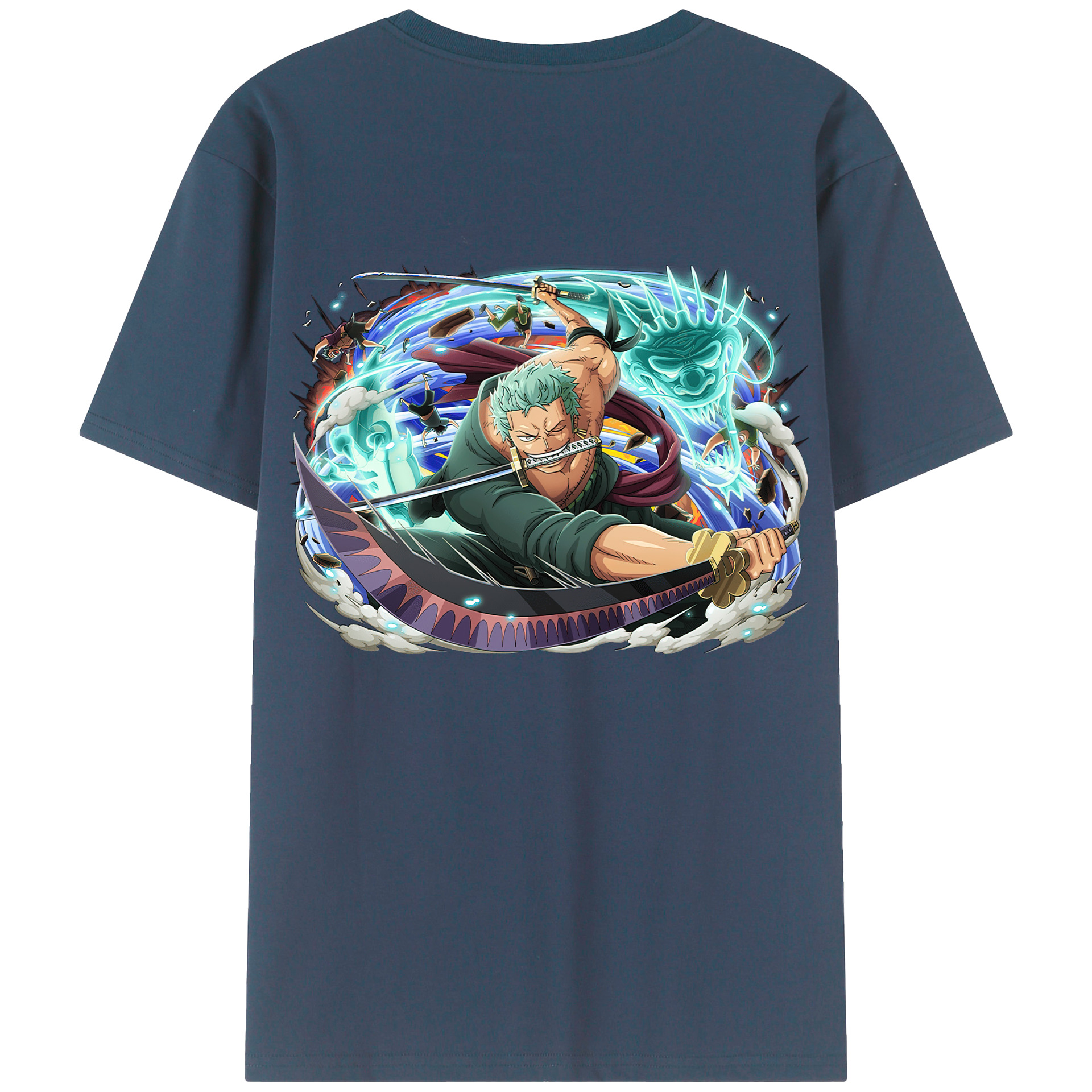 ワンピース ロロノア・ゾロ ONE PIECE Roronoa Zoro 綿100％半袖Tシャツ（背面プリント）