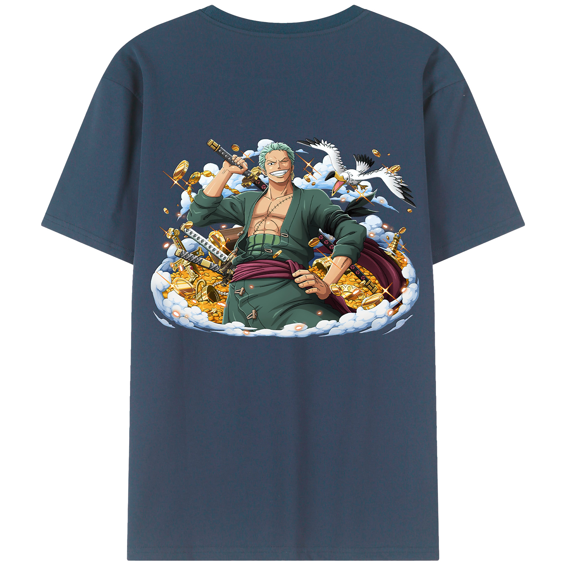 ワンピース ロロノア・ゾロ ONE PIECE Roronoa Zoro 綿100％半袖Tシャツ（背面プリント）