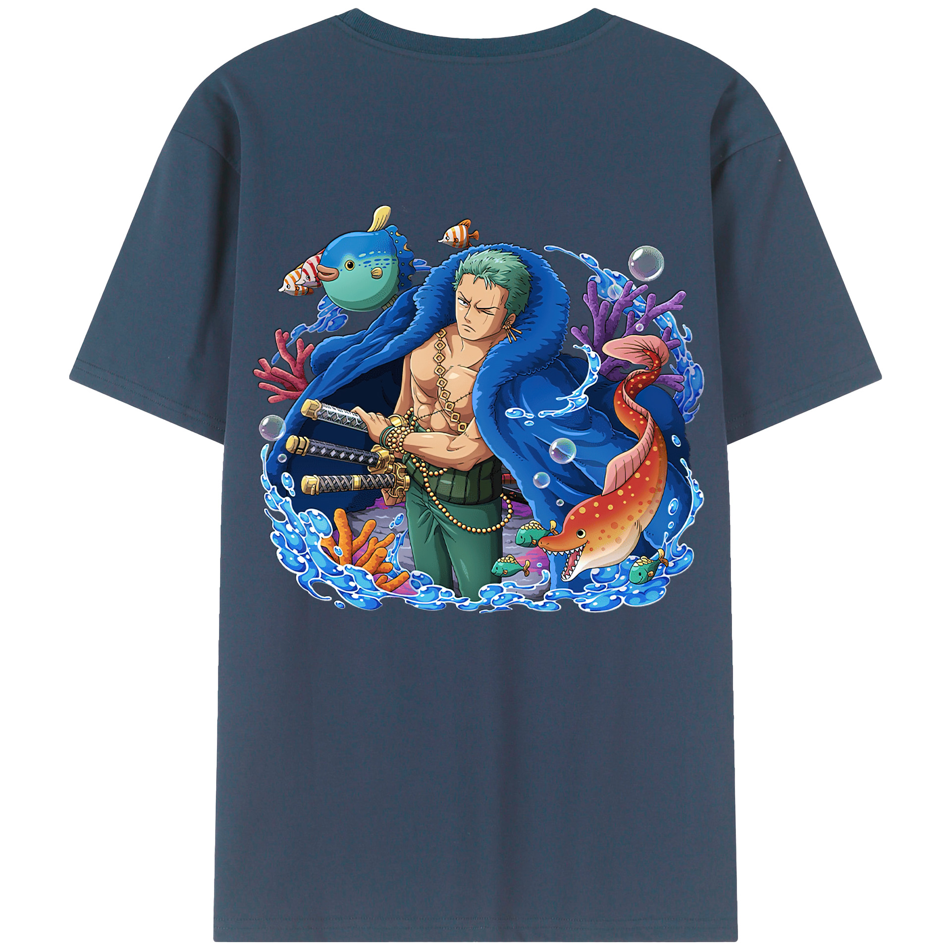 （画像用） ワンピース ロロノア・ゾロ ONE PIECE Roronoa Zoro 綿100％半袖Tシャツ（背面プリント）
