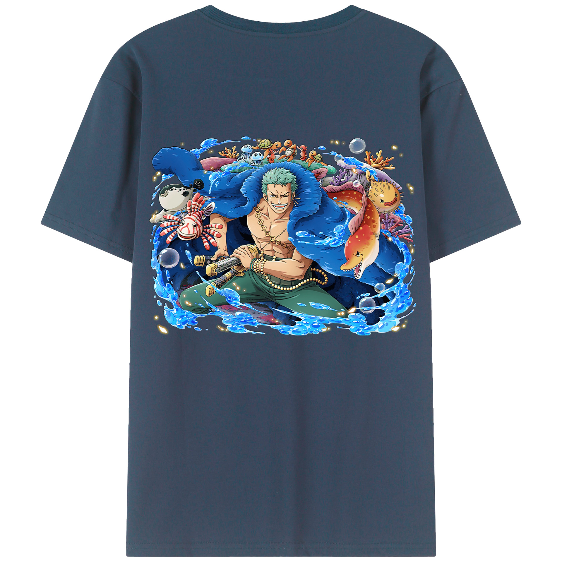 ワンピース ロロノア・ゾロ ONE PIECE Roronoa Zoro 綿100％半袖Tシャツ（背面プリント）