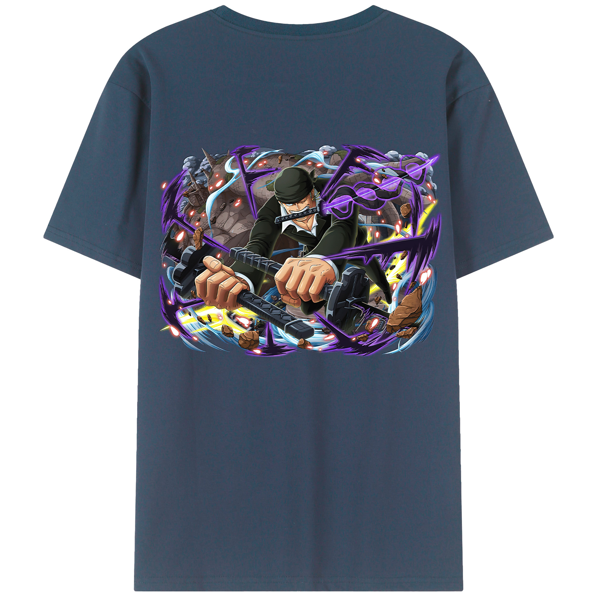 ワンピース ロロノア・ゾロ ONE PIECE Roronoa Zoro 綿100％半袖Tシャツ（背面プリント）