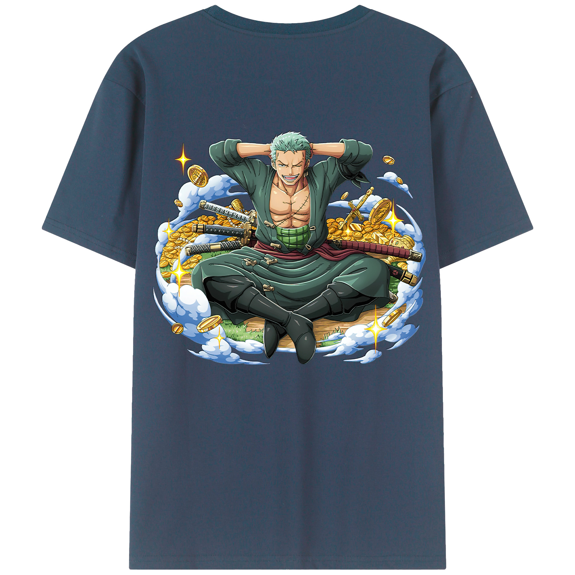 ワンピース ロロノア・ゾロ ONE PIECE Roronoa Zoro 綿100％半袖Tシャツ（背面プリント）