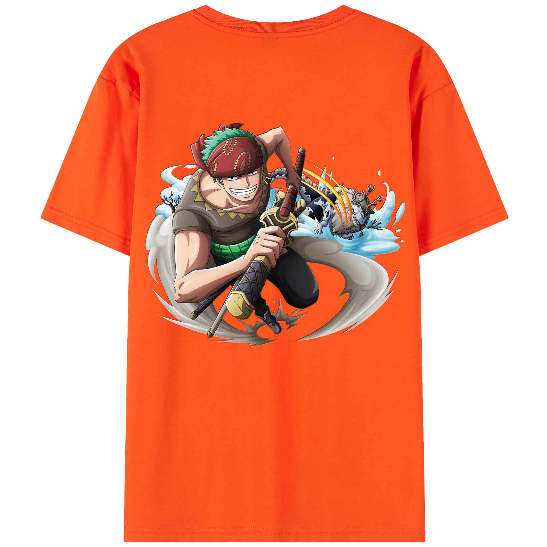 ワンピース ロロノア・ゾロ ONE PIECE Roronoa Zoro 綿100％半袖Tシャツ（背面プリント）