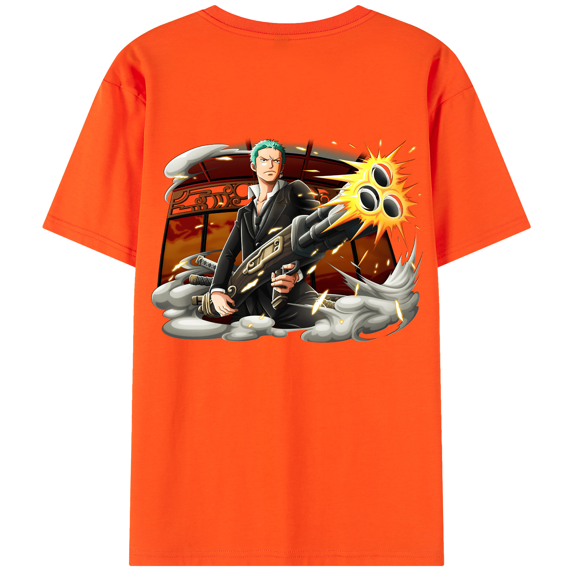 ワンピース ロロノア・ゾロ ONE PIECE Roronoa Zoro 綿100％半袖Tシャツ（背面プリント）