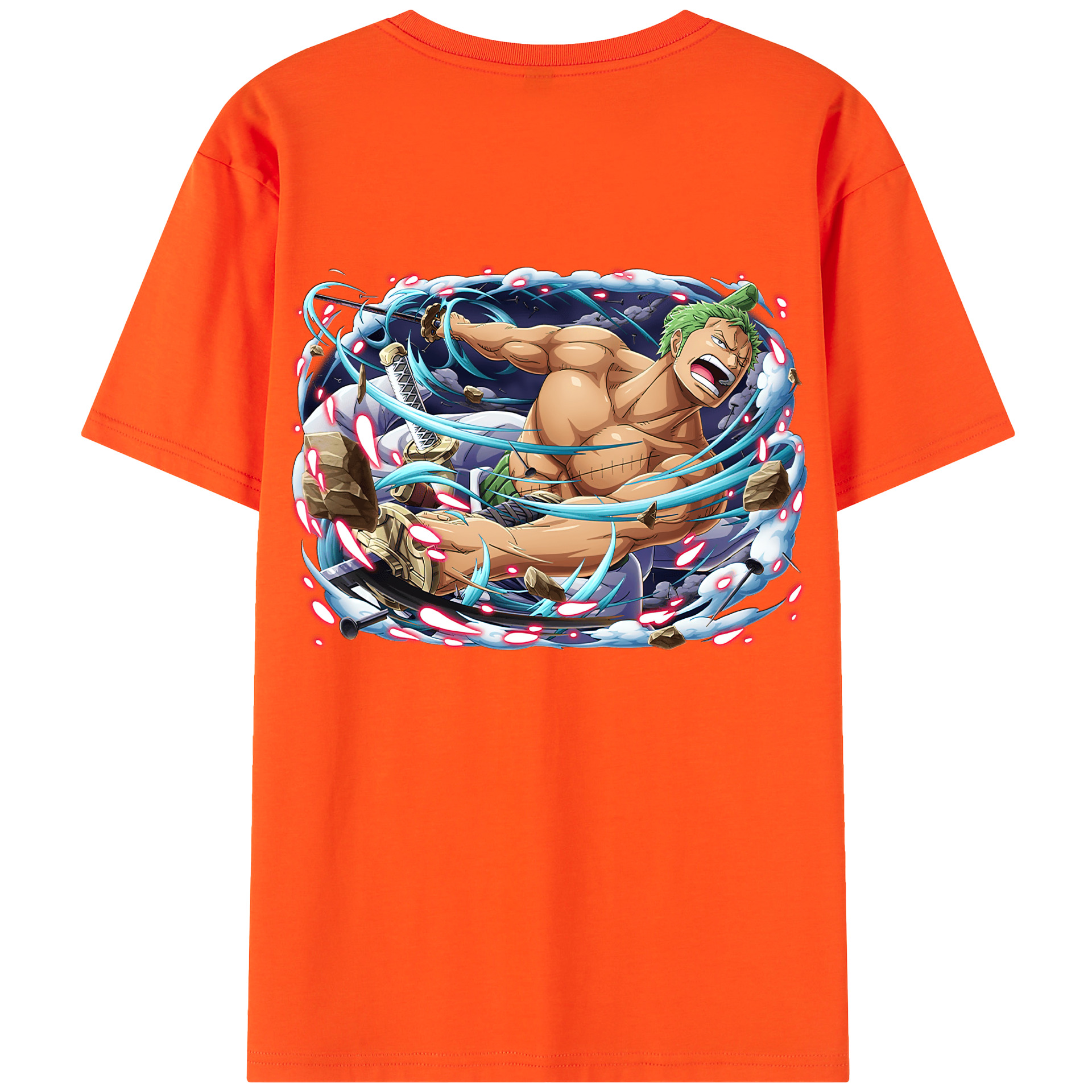 ワンピース ロロノア・ゾロ ONE PIECE Roronoa Zoro 綿100％半袖Tシャツ（背面プリント）