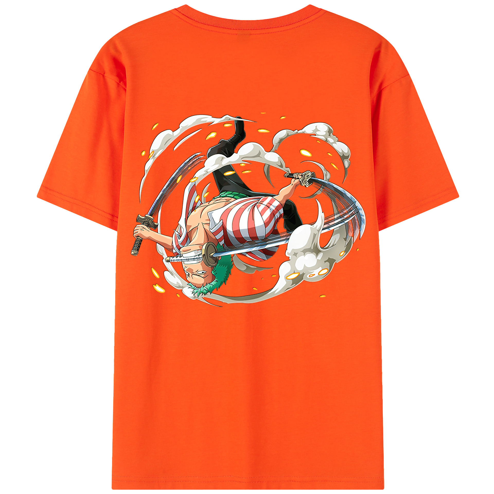 ワンピース ロロノア・ゾロ ONE PIECE Roronoa Zoro 綿100％半袖Tシャツ（背面プリント）