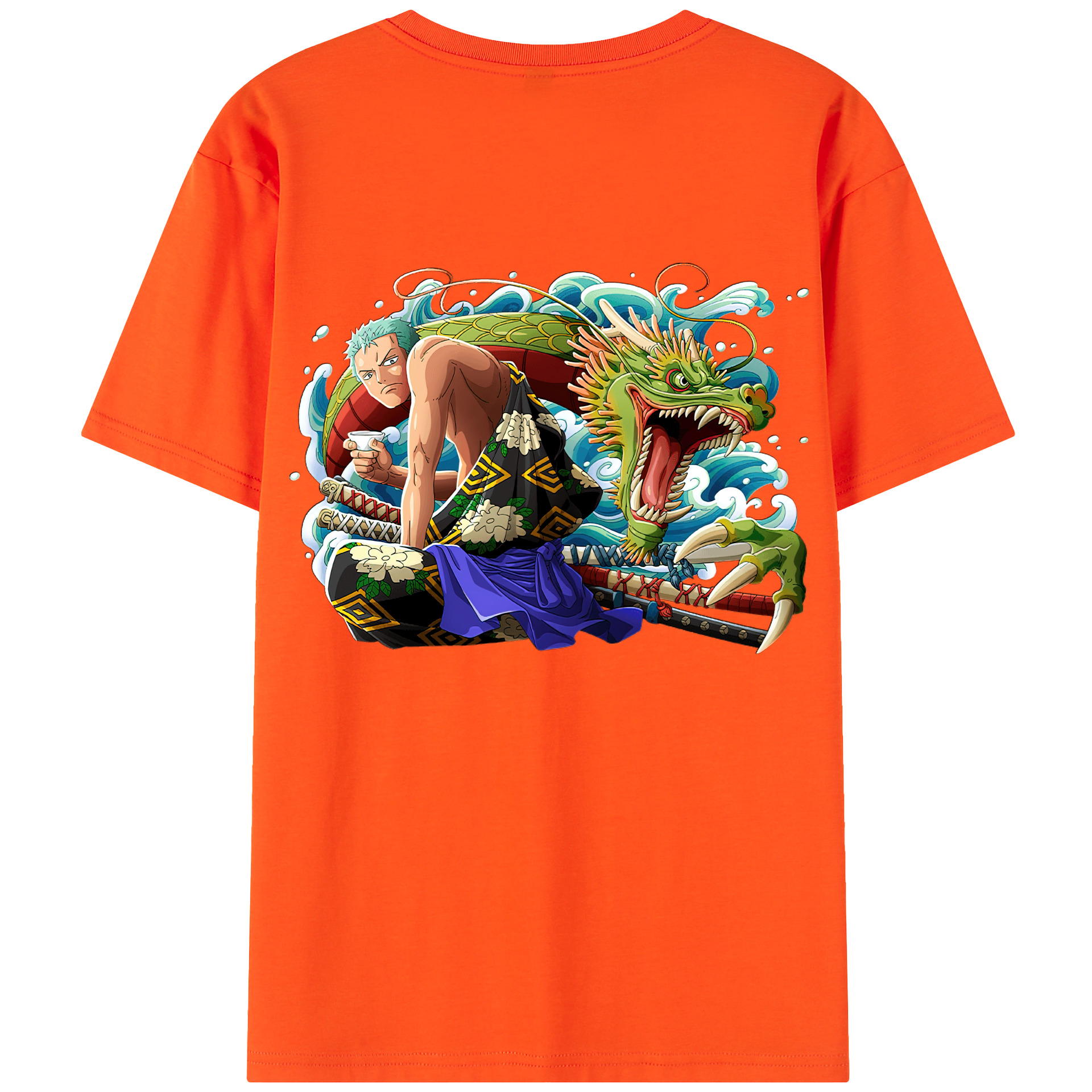 ワンピース ロロノア・ゾロ ONE PIECE Roronoa Zoro 綿100％半袖Tシャツ（背面プリント）