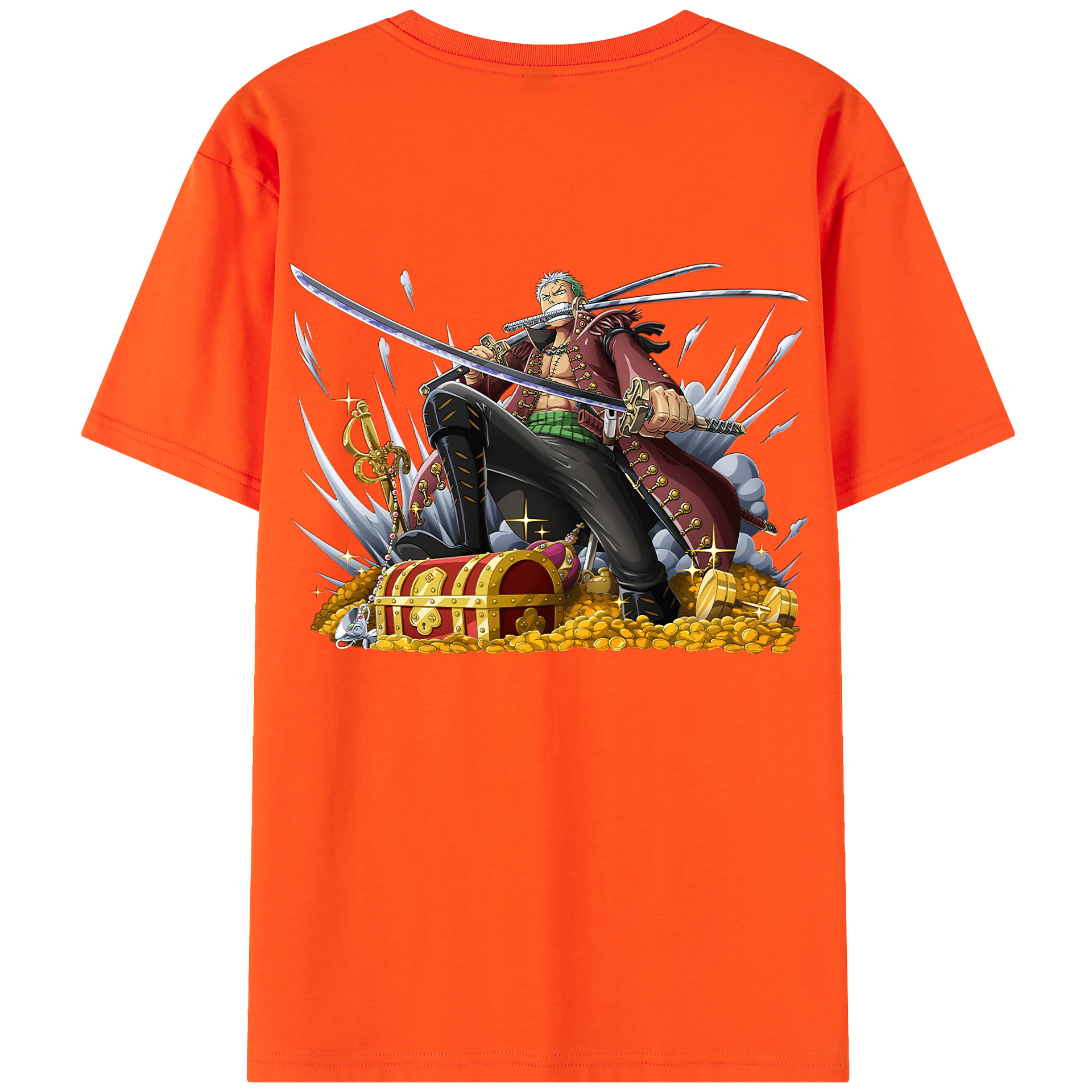 ワンピース ロロノア・ゾロ ONE PIECE Roronoa Zoro 綿100％半袖Tシャツ（背面プリント）