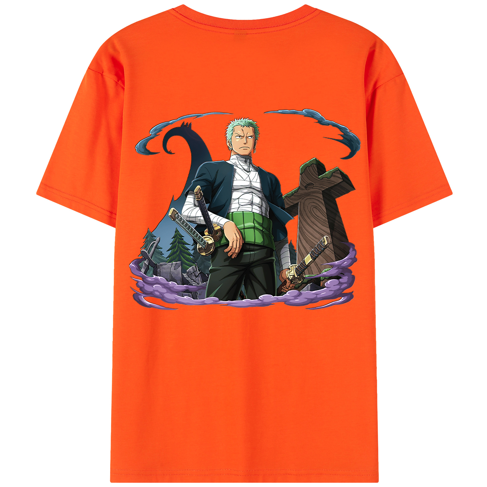 ワンピース ロロノア・ゾロ ONE PIECE Roronoa Zoro 綿100％半袖Tシャツ（背面プリント）