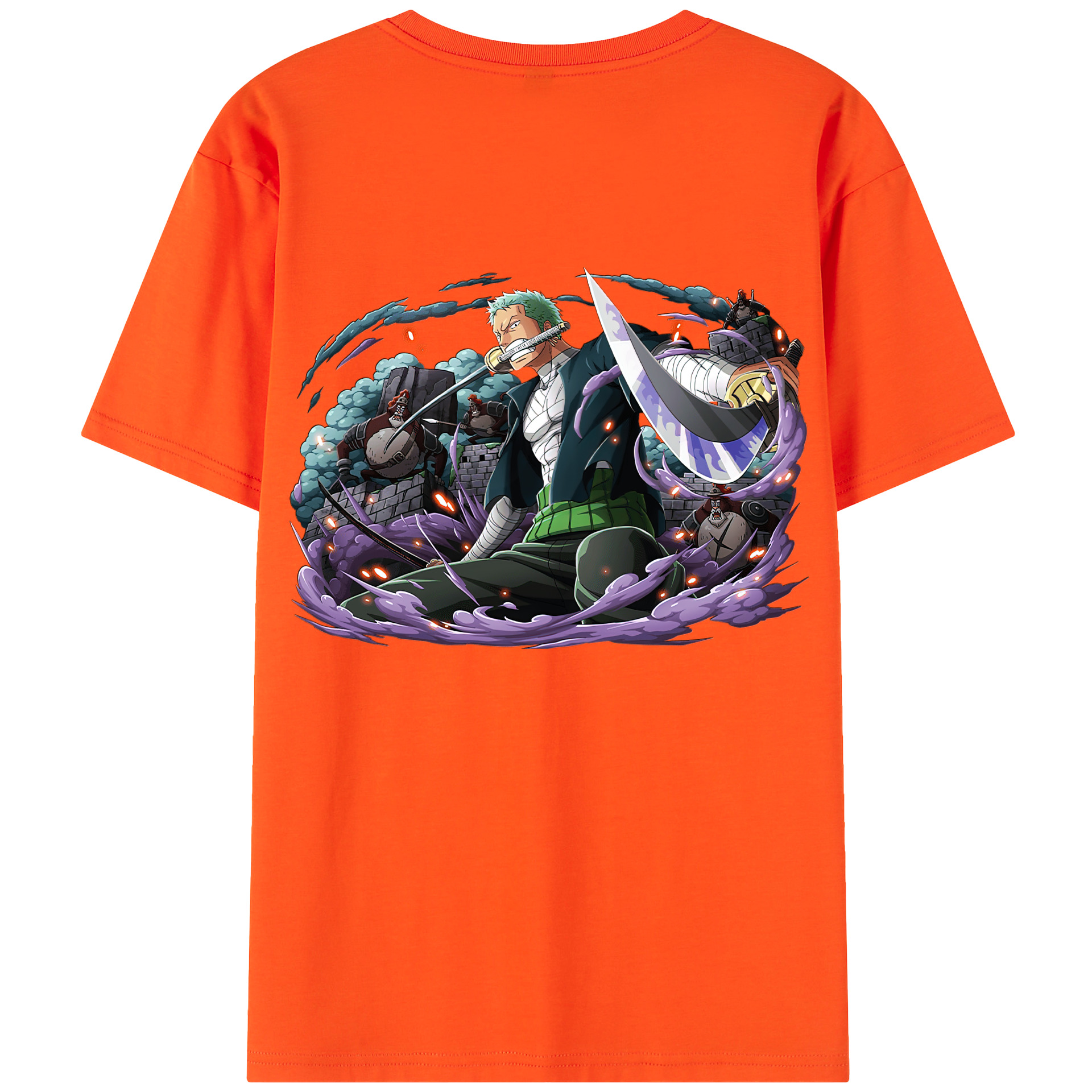 ワンピース ロロノア・ゾロ ONE PIECE Roronoa Zoro 綿100％半袖Tシャツ（背面プリント）
