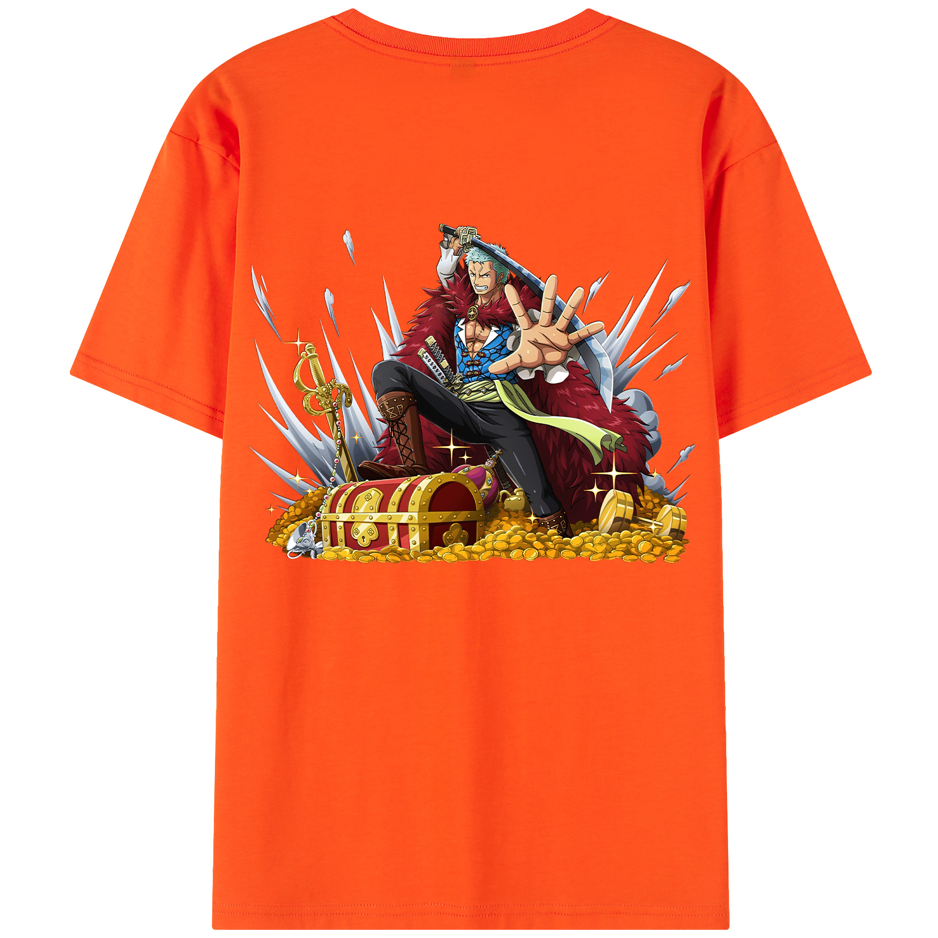 ワンピース ロロノア・ゾロ ONE PIECE Roronoa Zoro 綿100％半袖Tシャツ（背面プリント）