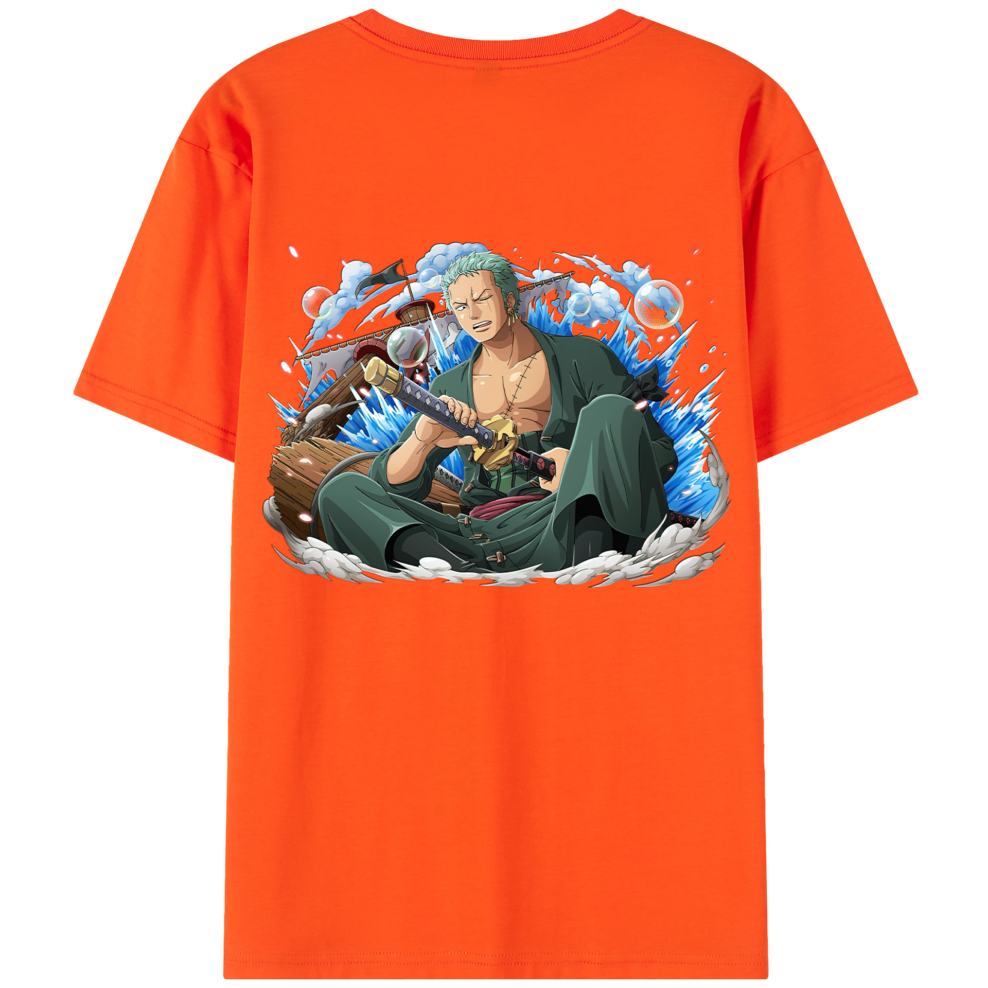 ワンピース ロロノア・ゾロ ONE PIECE Roronoa Zoro 綿100％半袖Tシャツ（背面プリント）