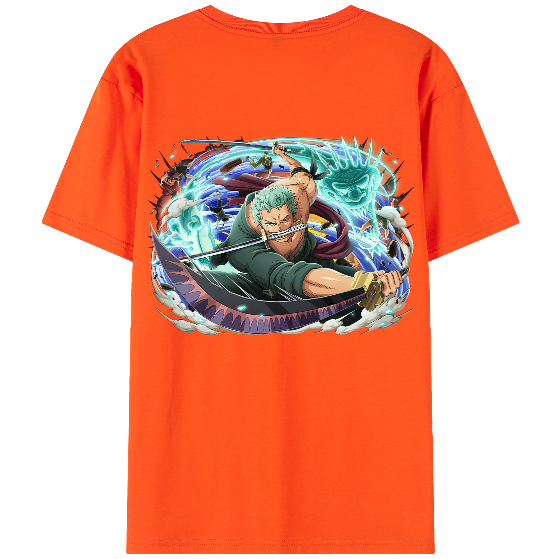 ワンピース ロロノア・ゾロ ONE PIECE Roronoa Zoro 綿100％半袖Tシャツ（背面プリント）