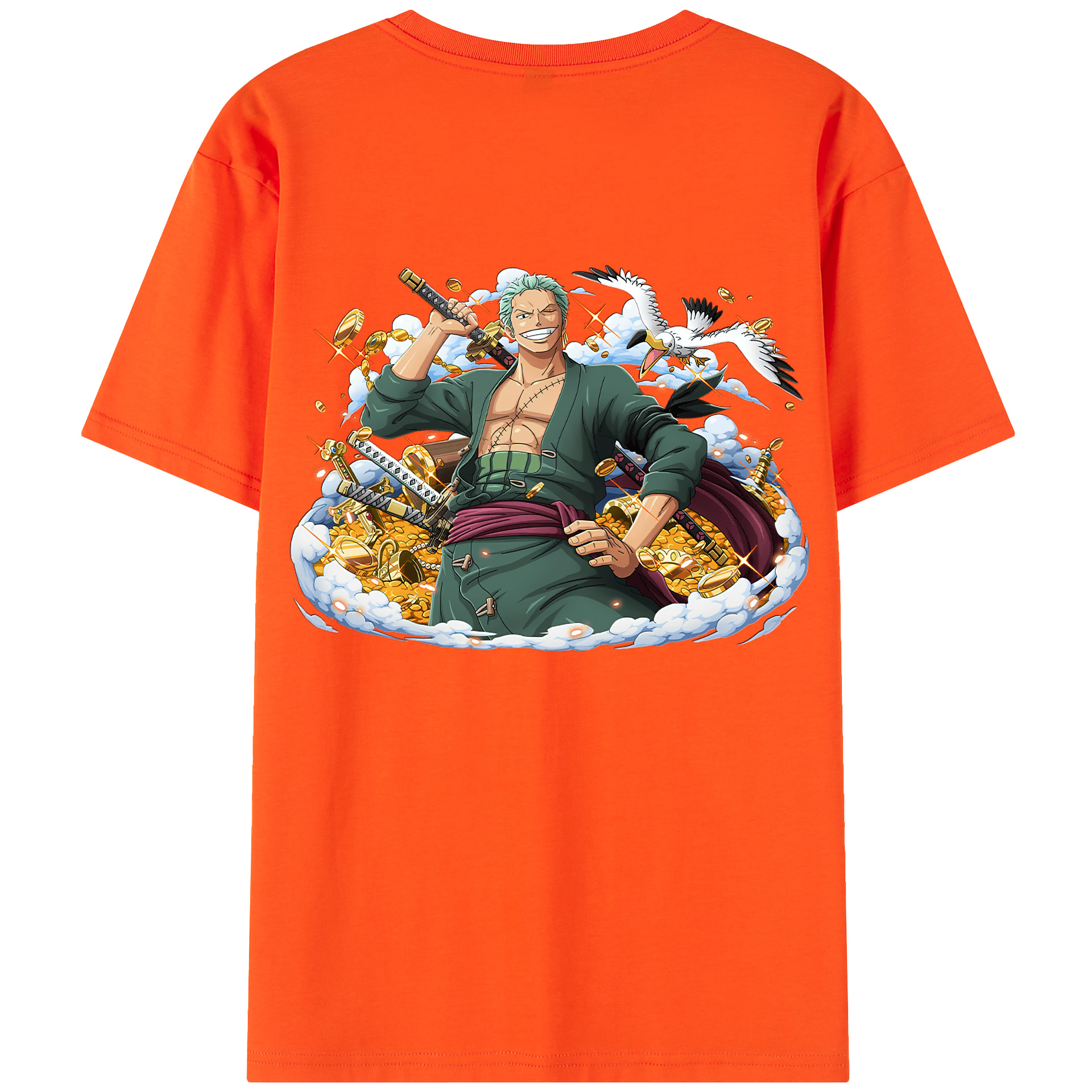 ワンピース ロロノア・ゾロ ONE PIECE Roronoa Zoro 綿100％半袖Tシャツ（背面プリント）