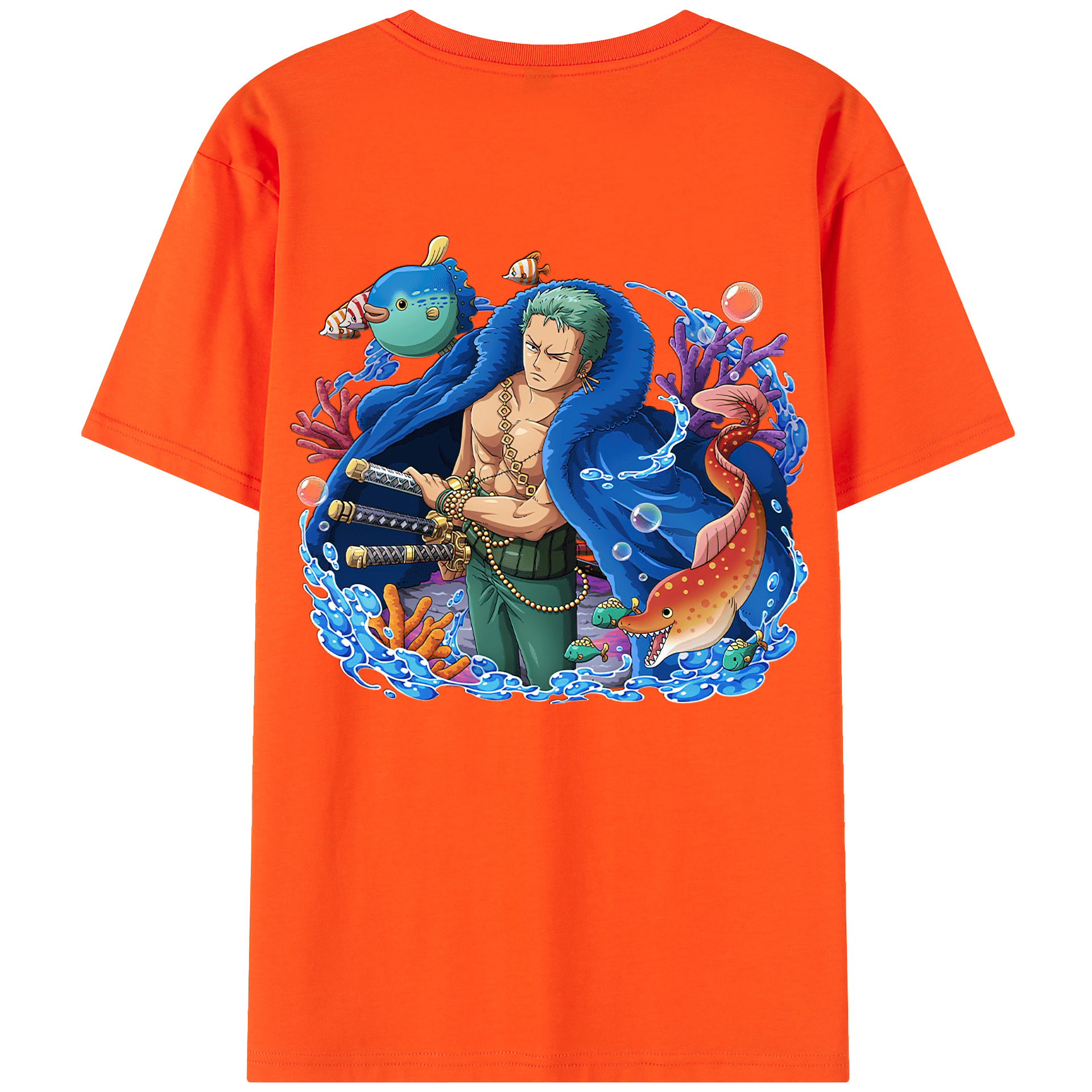 （画像用） ワンピース ロロノア・ゾロ ONE PIECE Roronoa Zoro 綿100％半袖Tシャツ（背面プリント）