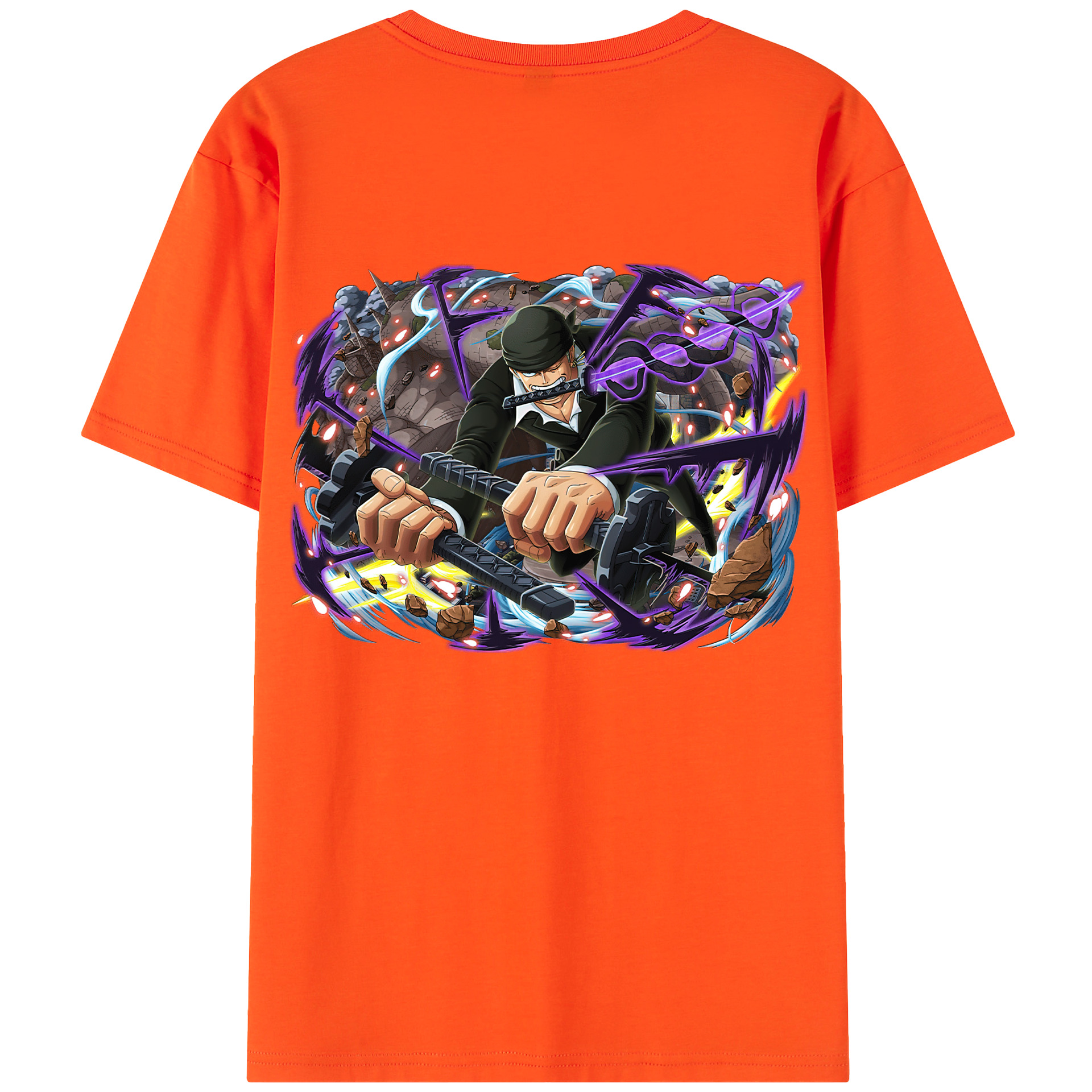 ワンピース ロロノア・ゾロ ONE PIECE Roronoa Zoro 綿100％半袖Tシャツ（背面プリント）