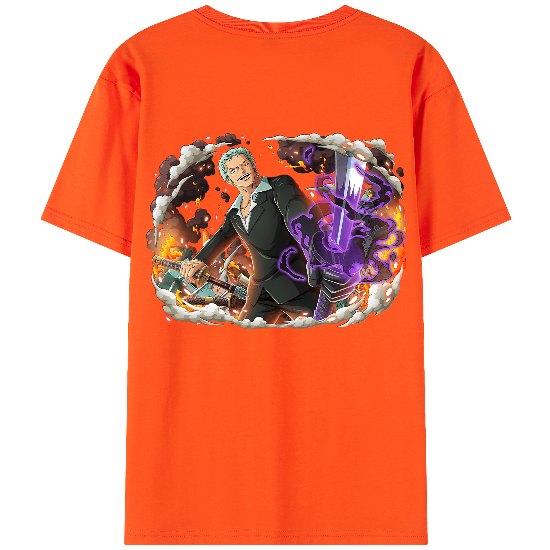 ワンピース ロロノア・ゾロ ONE PIECE Roronoa Zoro 綿100％半袖Tシャツ（背面プリント）