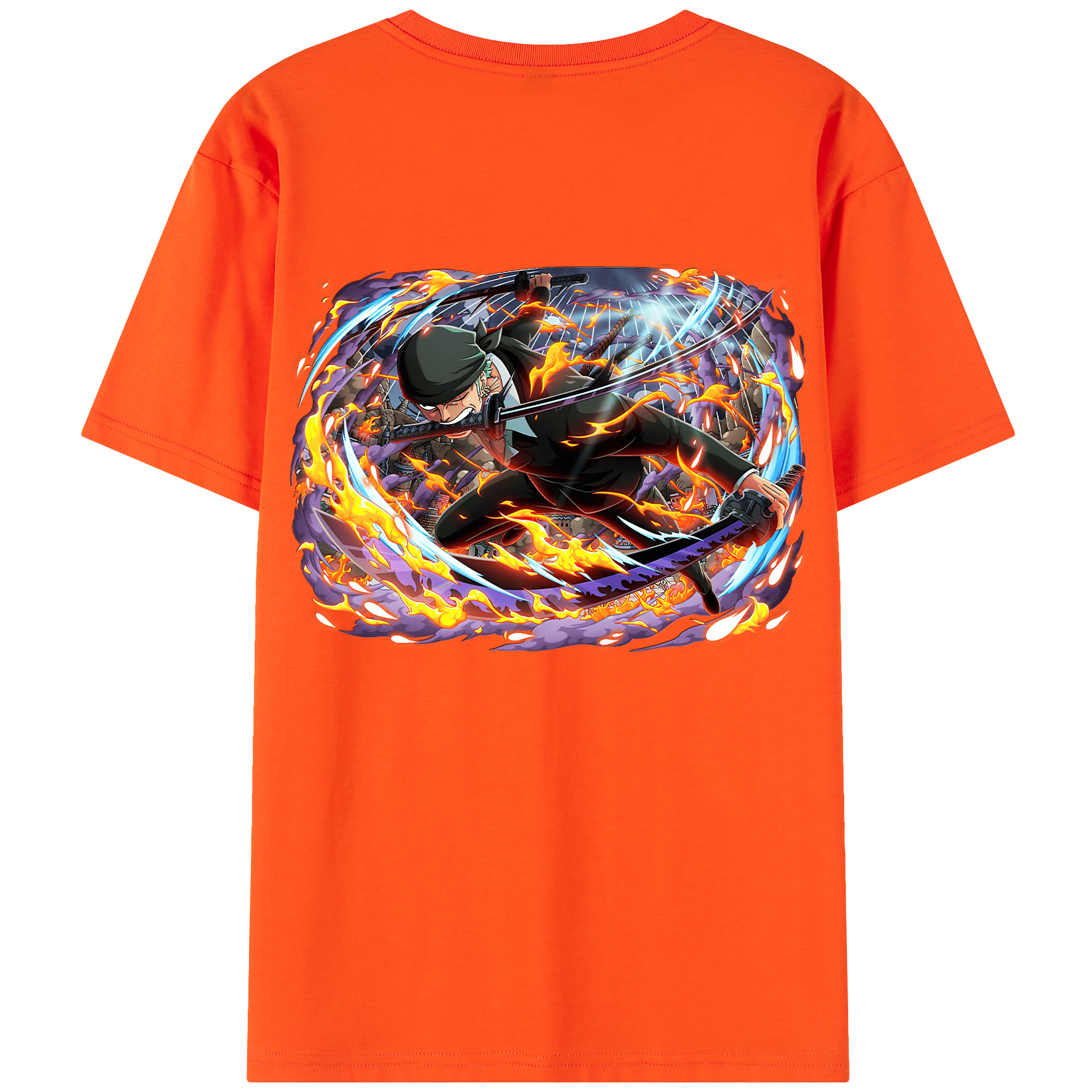ワンピース ロロノア・ゾロ ONE PIECE Roronoa Zoro 綿100％半袖Tシャツ（背面プリント）